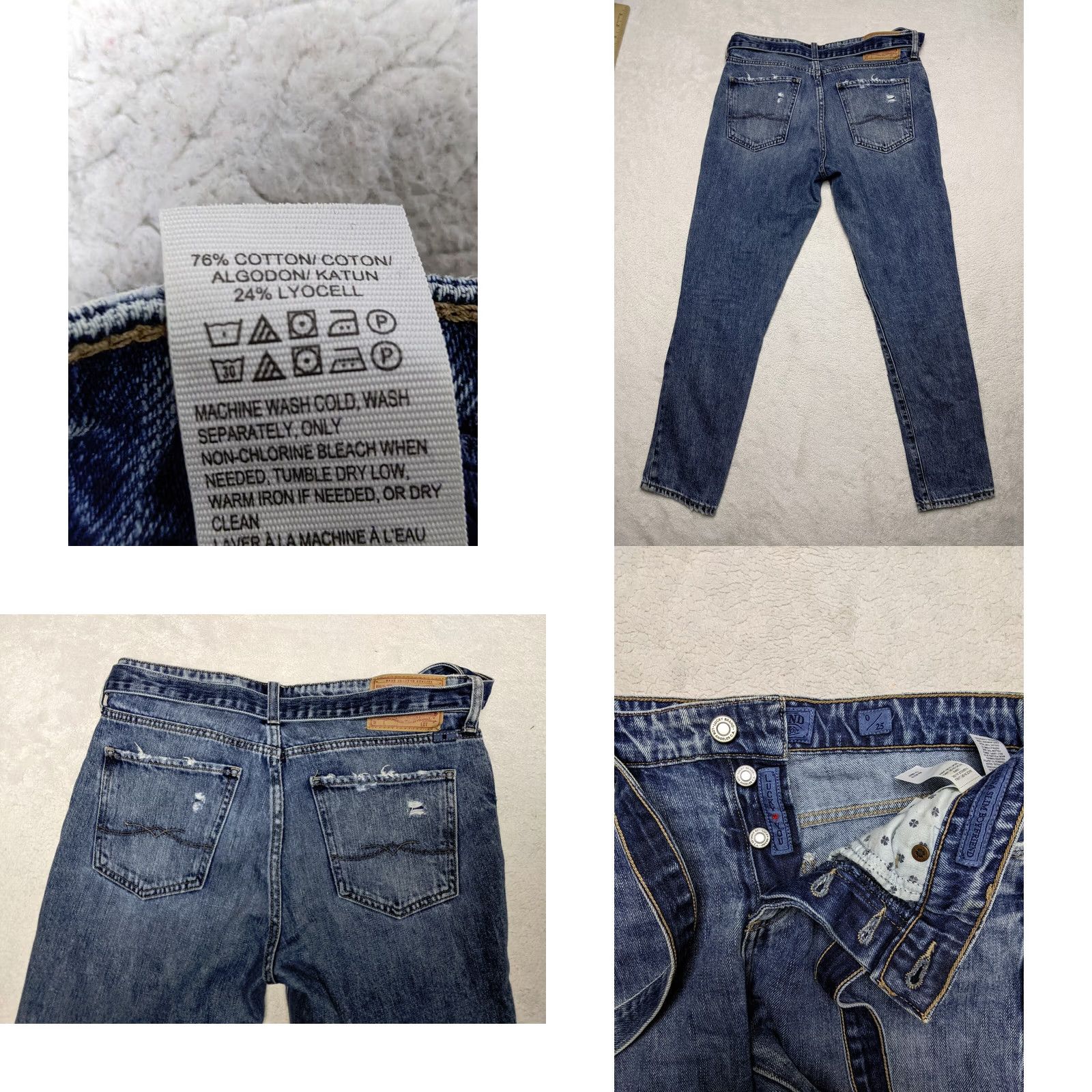 Lucky Brand Lucky Brand Sienna Slim Boyfriend Womens 0 Jeans Blue Patches Button Fly Belt Denim Size 25" / US 0 / IT 36 - 8 Thumbnail