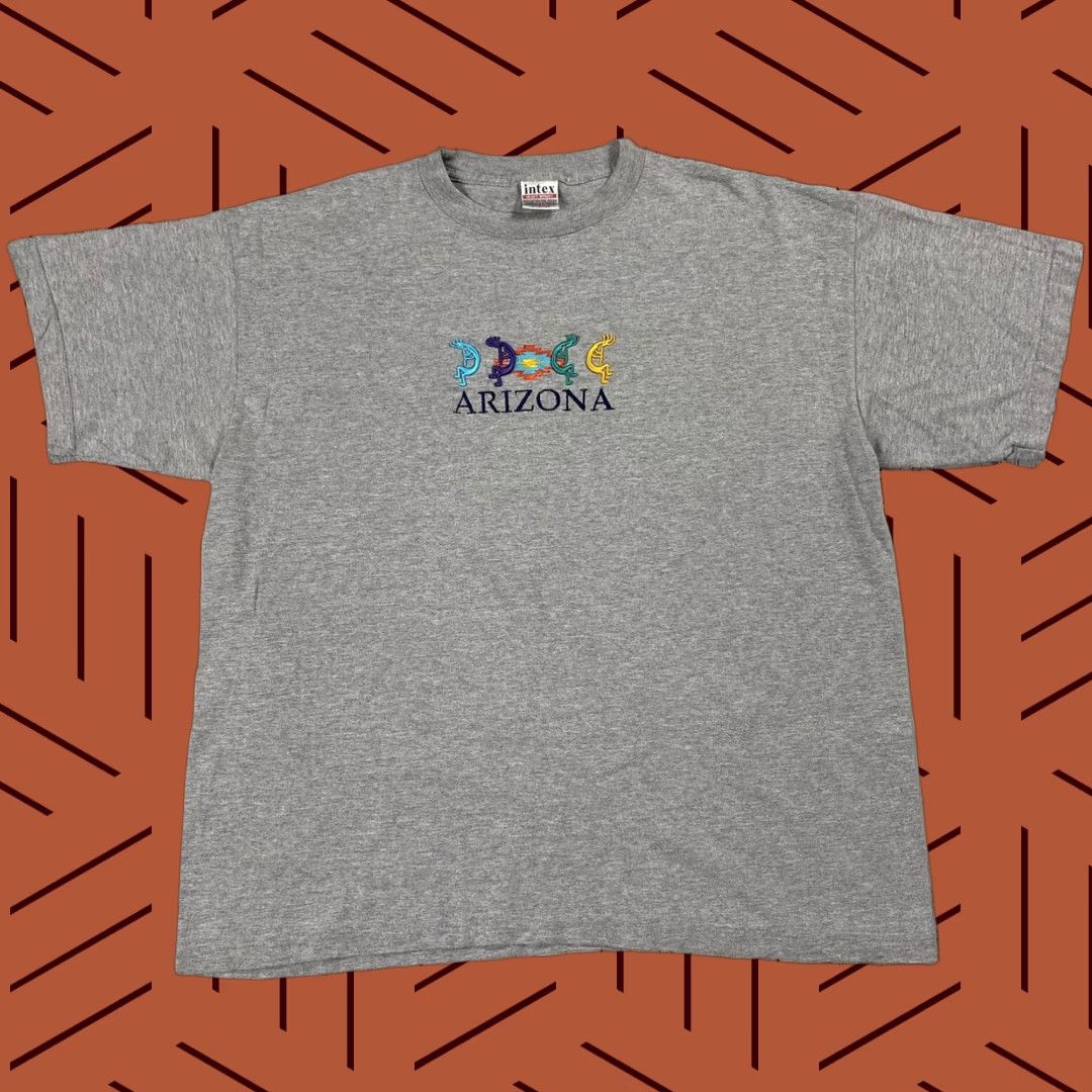 Vintage VINTAGE Intex Arizona USA Embroidered Southwestern Tour Shirt Unisex Adults XL Gray Cotton 90s T-Shirt Mens Womens Size US XL / EU 56 / 4 - 1 Thumbnail