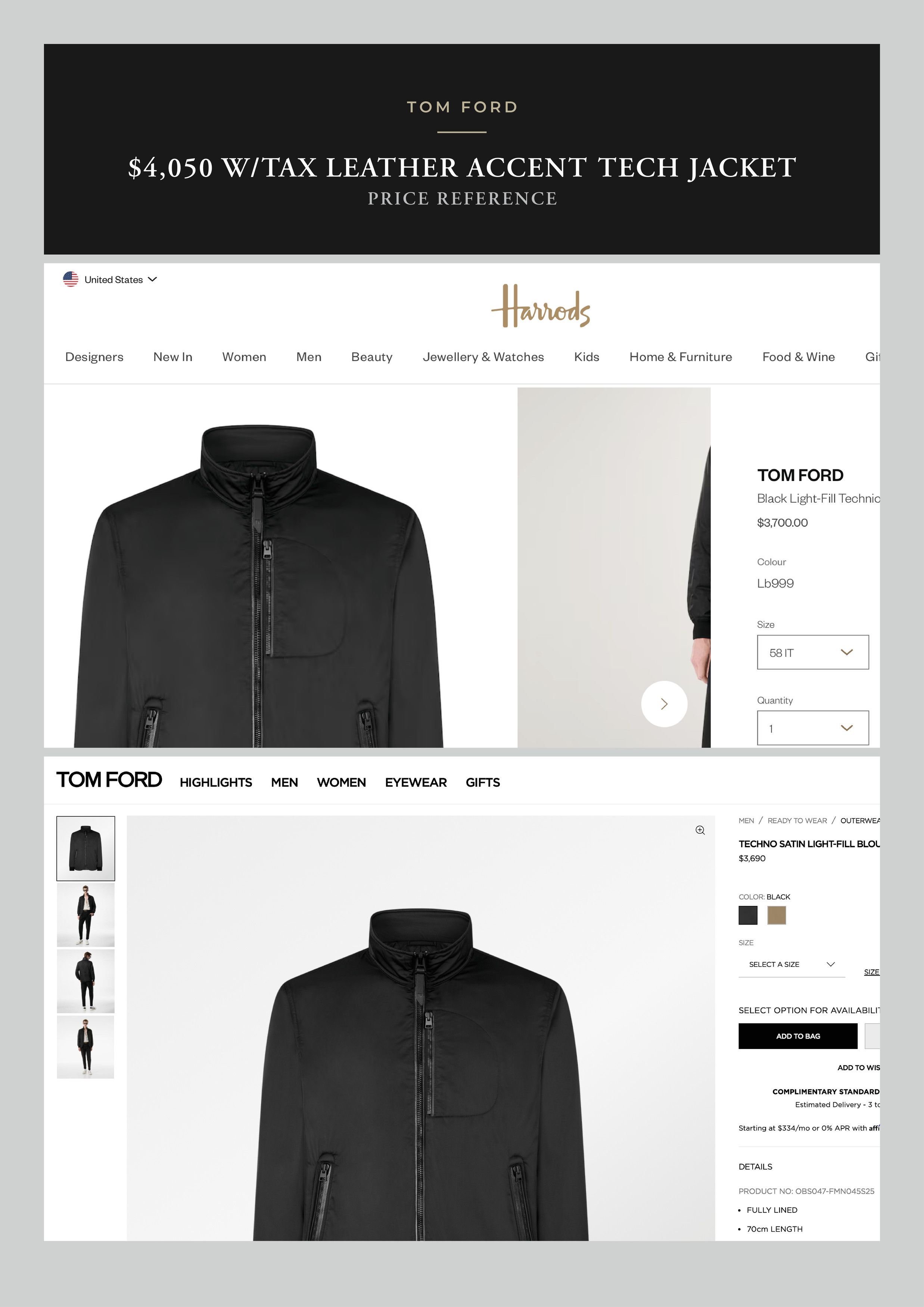 Tom Ford Best Dressed New $4,050 w/Tax Leather Accents Tech Jacket Size US L / EU 52-54 / 3 - 5 Thumbnail