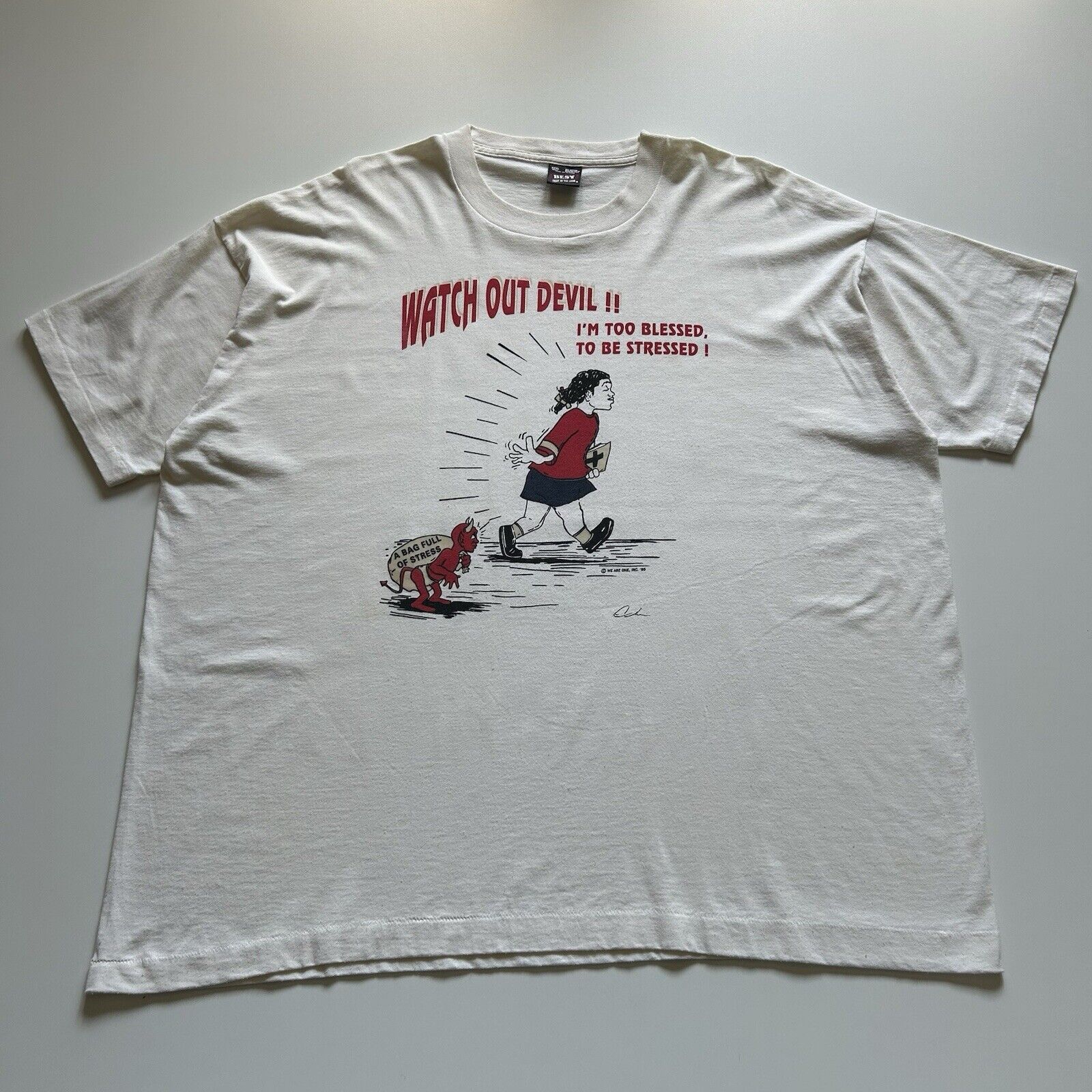 Other Watch Out Devil!! Im Too Blessed To Be Stressed Shirt 3XL Size US XXL / EU 58 / 5 - 2 Thumbnail