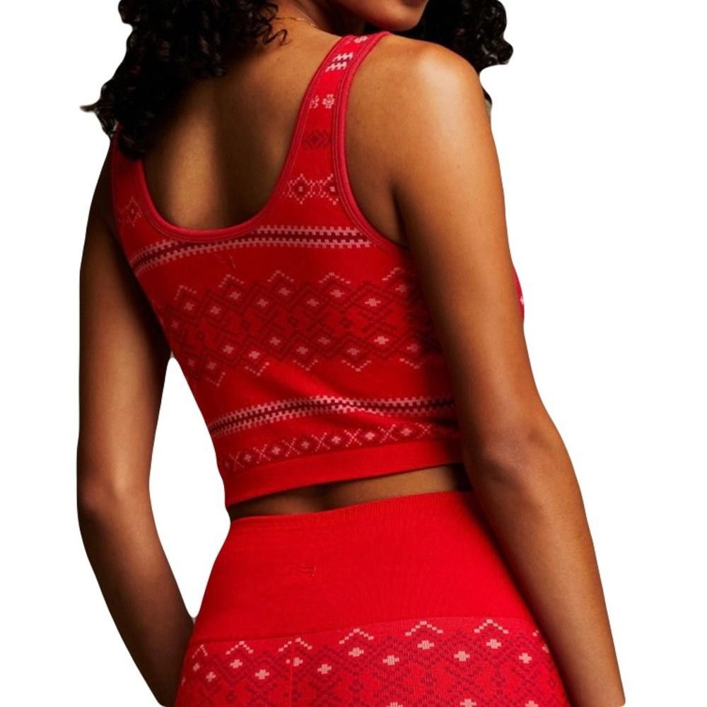 Fabletics Fabletics Cloud V-Neck Crop Tank Nordic Fairisle Red Large Size L / US 10 / IT 46 - 2 Thumbnail