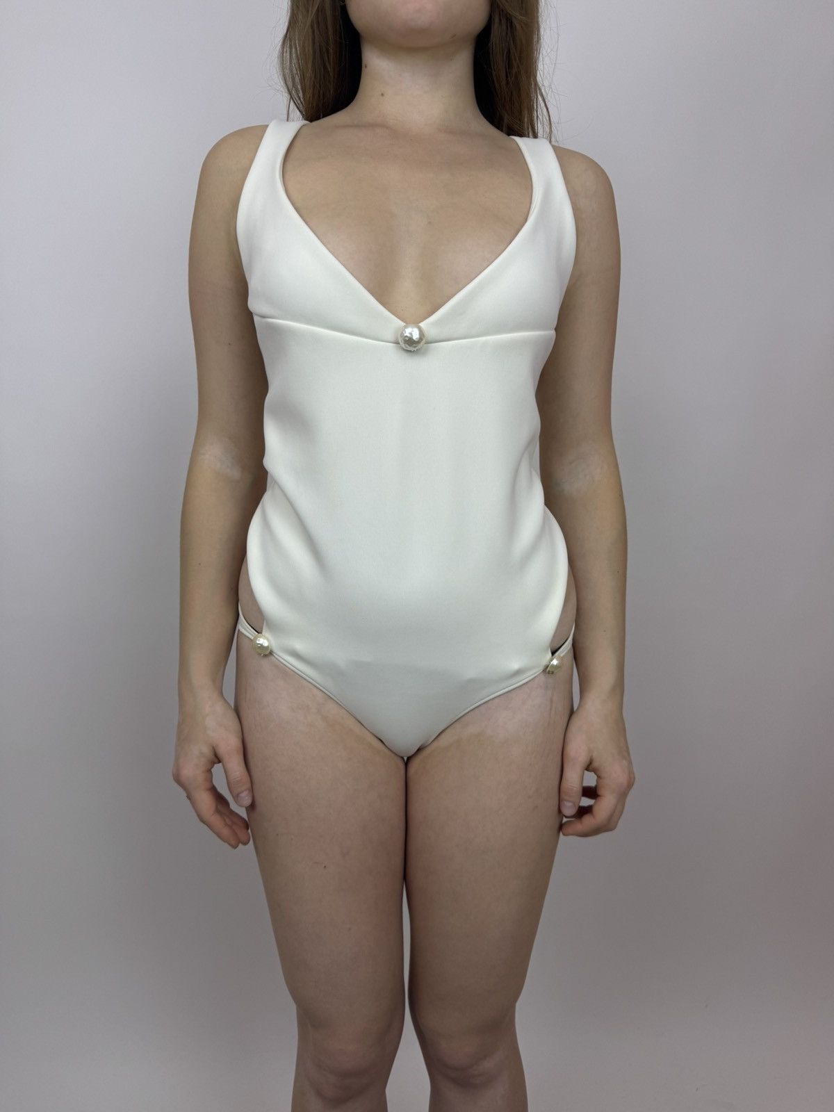 Chanel CHANEL 1 piece swimsuit White Swim Suit Rare Limited Size 28" / US 6 / IT 42 - 1 Thumbnail