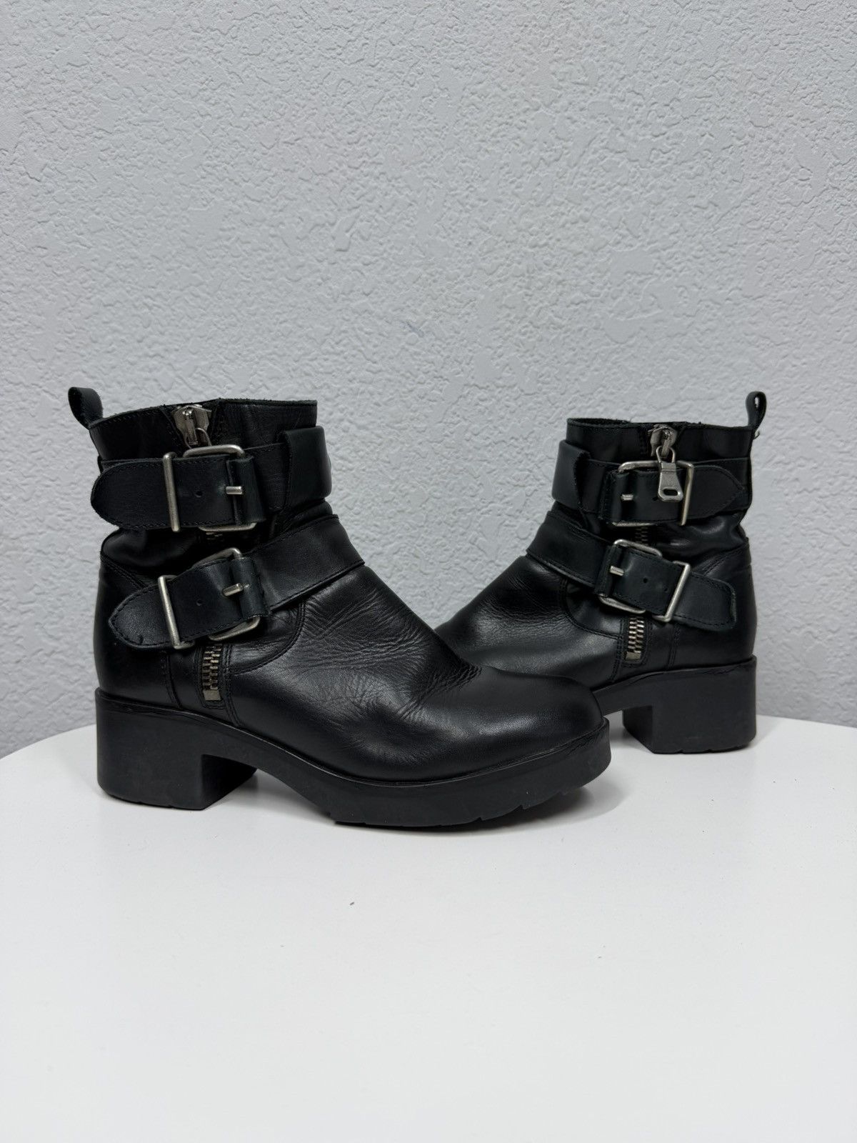 Vintage Vintage Italian AS 98 Rick Owens Style Leather Biker Boots Size US 6.5 / EU 39-40 - 1 Thumbnail