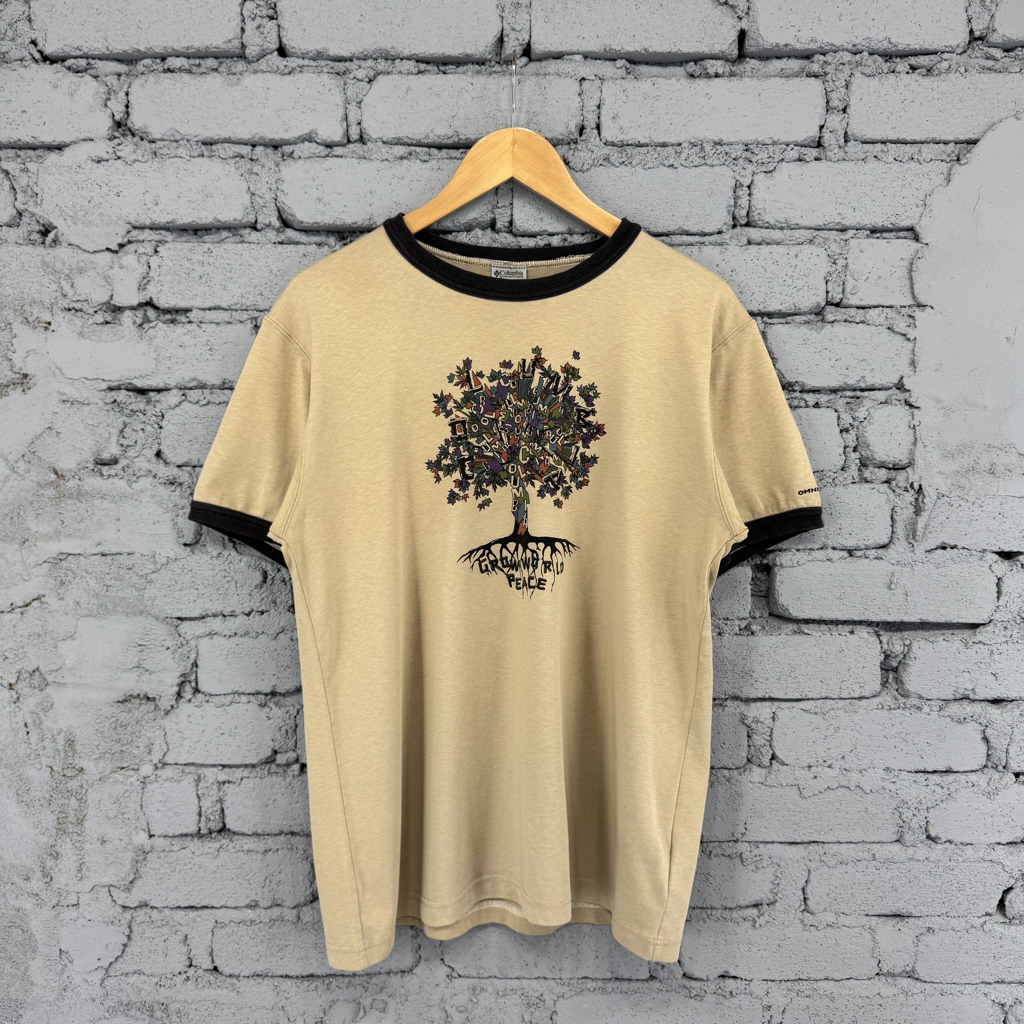 Columbia Vintage 00s Columbia Ringer Tree Graphic "GROUND PEACE" Tee Size US L / EU 52-54 / 3 - 1 Thumbnail