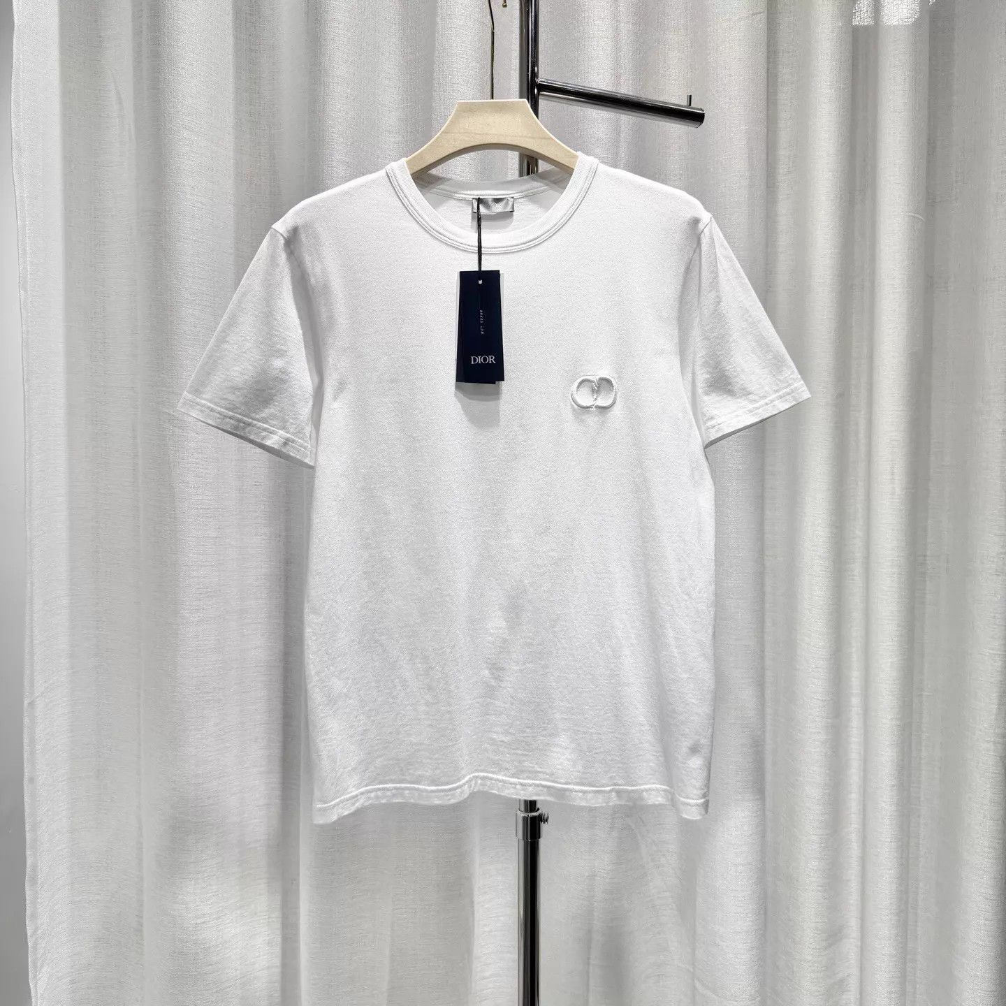 Dior DIOR White T - shirt M CD Embroidery Ribbed Collar Size US M / EU 48-50 / 2 - 1 Thumbnail