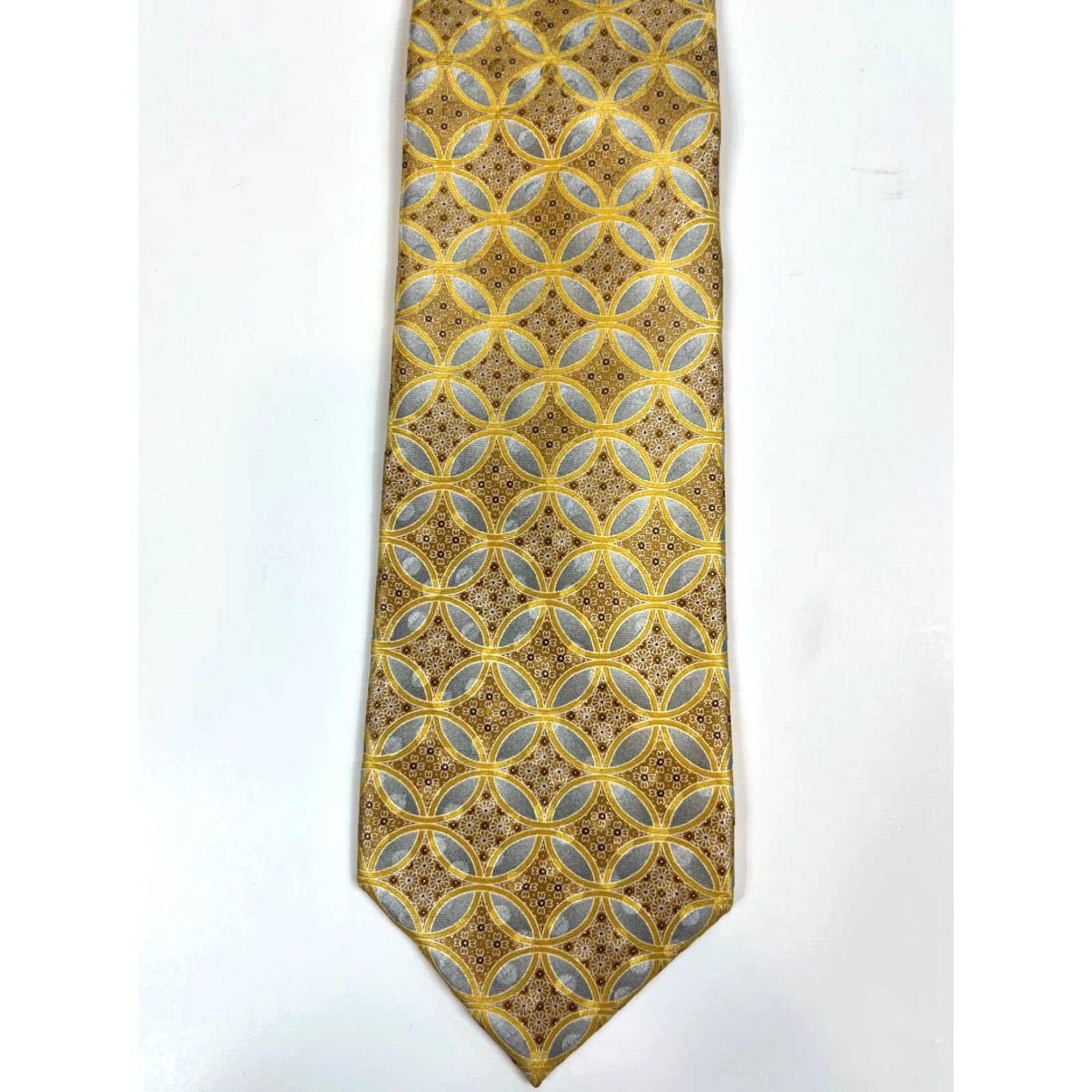 Ermenegildo Zegna Ermenegildo Zegna Men’s Luxury Silk Tie Foulard Made in Italy Gold 60.25" Long 3.5" Classic Width Size ONE SIZE - 3 Thumbnail