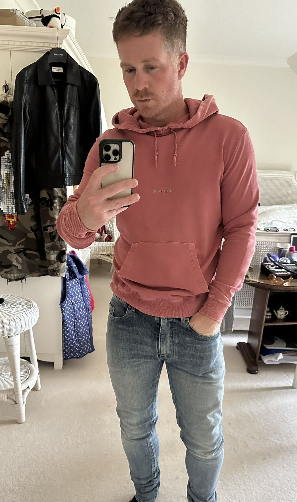 Saint Laurent Paris Saint Laurent Rive Gauche logo distressed hoodie $990 Size US XS / EU 42 / 0 - 2 Thumbnail