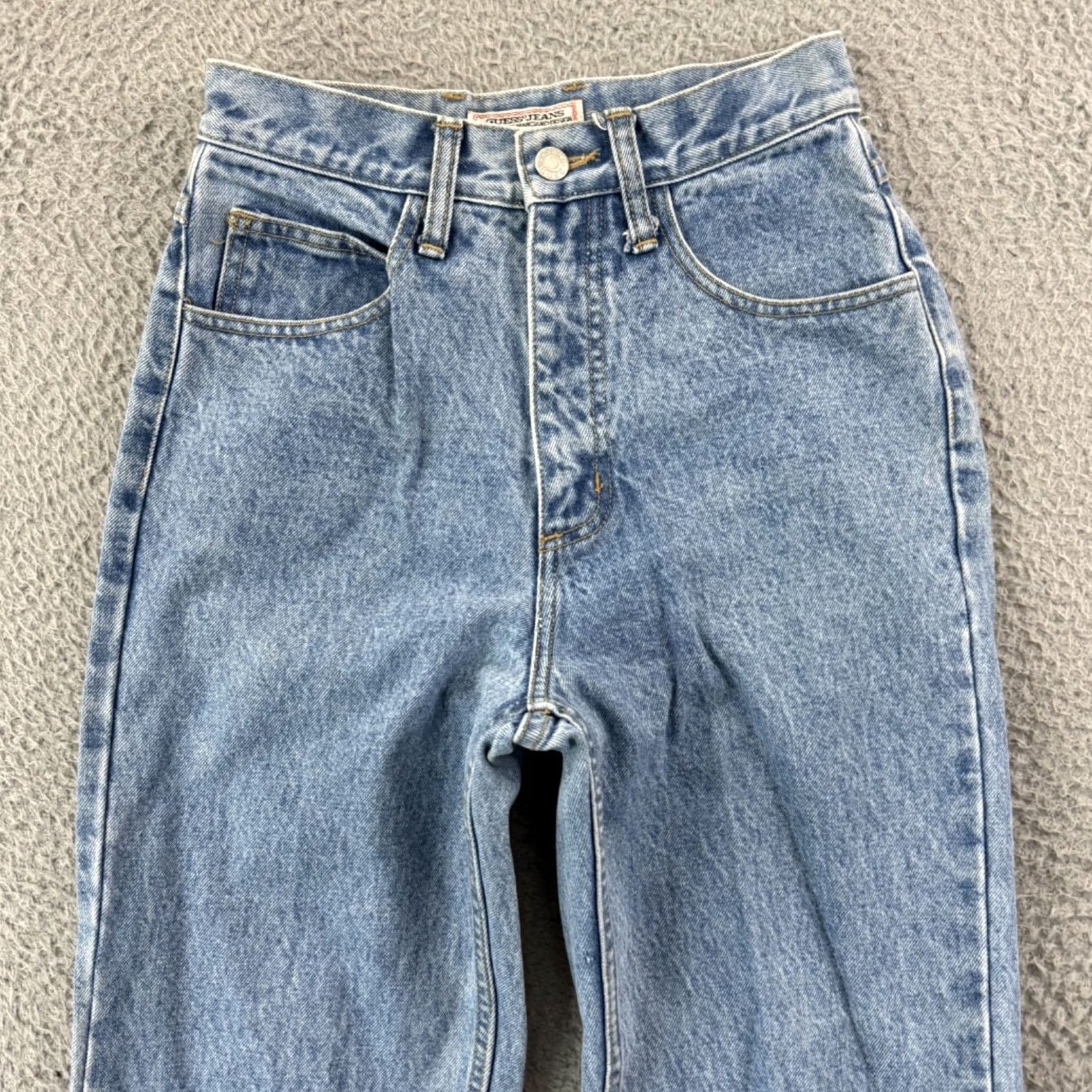 Guess VINTAGE Guess Jeans Womens 27 Blue Tapered Bootcut 80s High Rise Mom Denim Zip Shirt Size 27" / US 4 / IT 40 - 3 Thumbnail