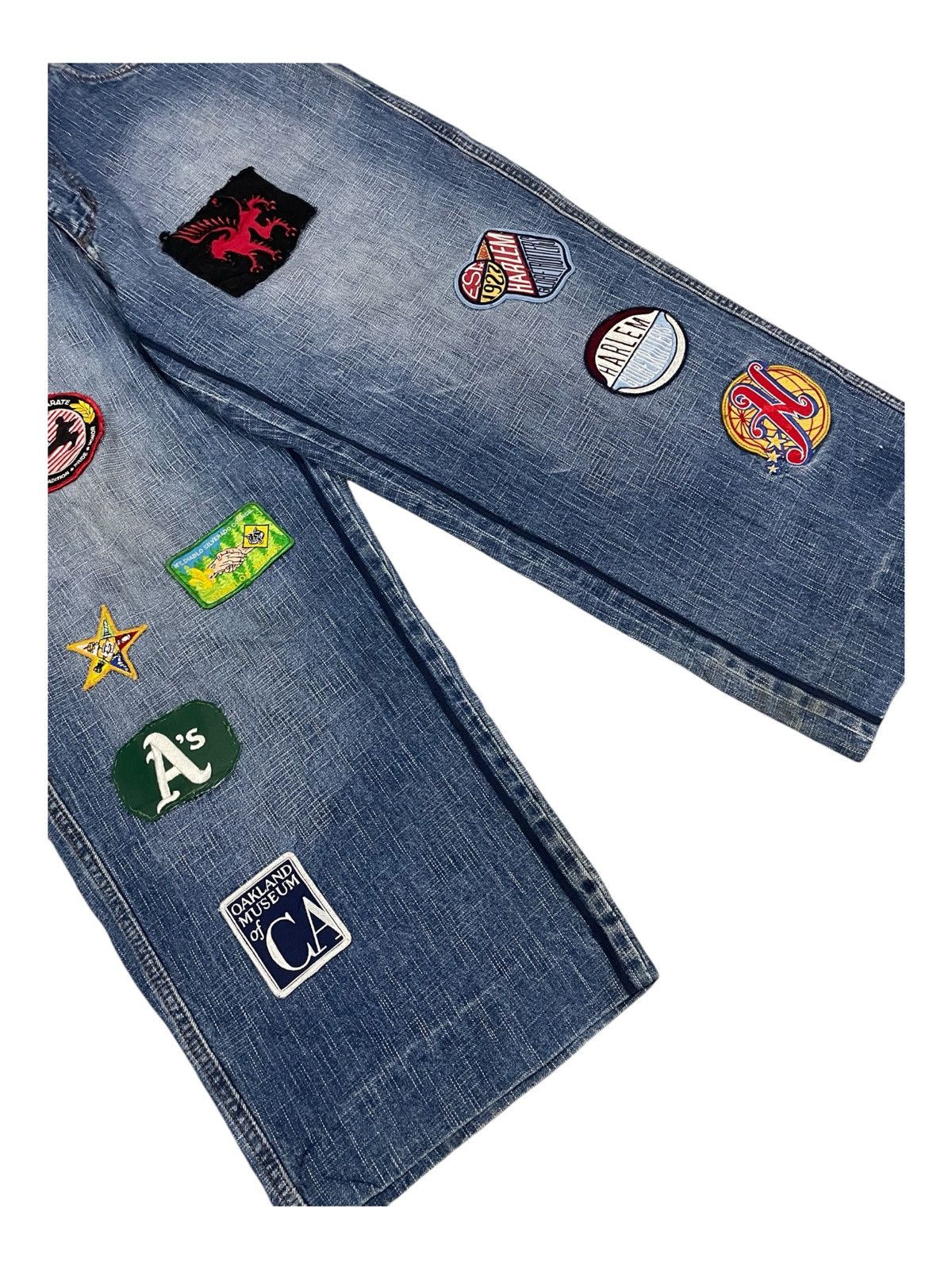 Fubu × Harlem Globetrotters × JNCO Y2K FUBU PLATINUM Harlem Globetrotters Patches Baggy Jeans Size US 34 / EU 50 - 9 Thumbnail