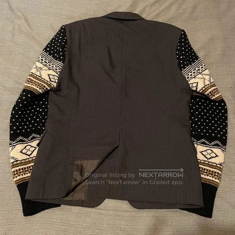 Junya Watanabe Gray Stripe Knit Sleeve Blazer. Size US S / EU 44-46 / 1 - 2 Thumbnail