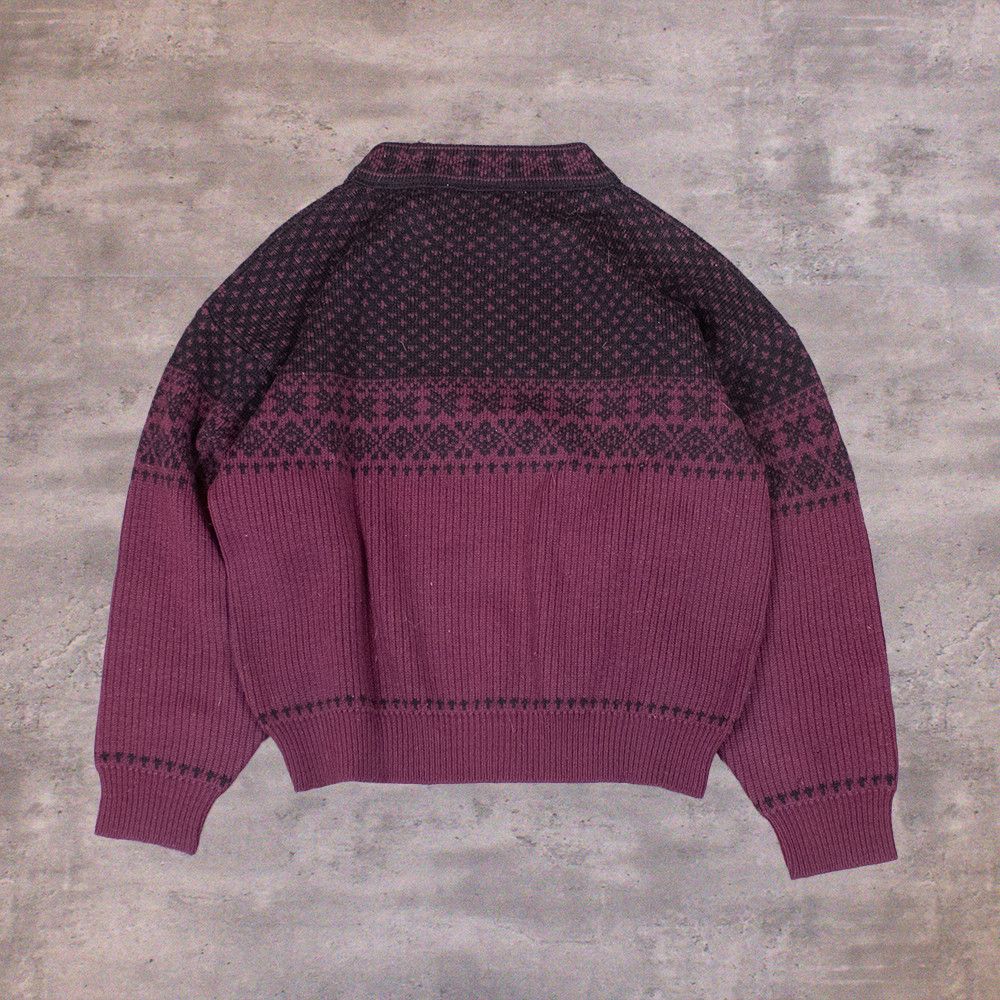 Vintage Vintage 1990's Blocx Pattern Wool Burgundy Sweater Size US L / EU 52-54 / 3 - 2 Thumbnail