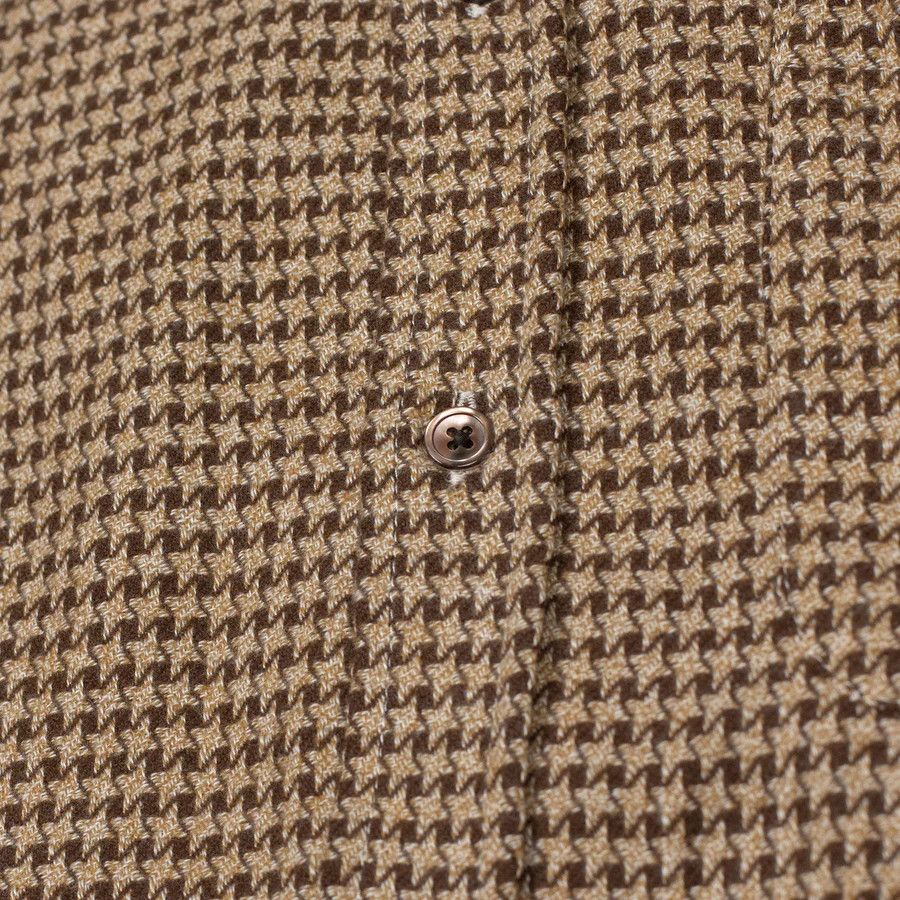 Portuguese Flannel NWOT Abstract Pied Poule shirt - Tan and Brown - Medium Size US M / EU 48-50 / 2 - 7 Thumbnail