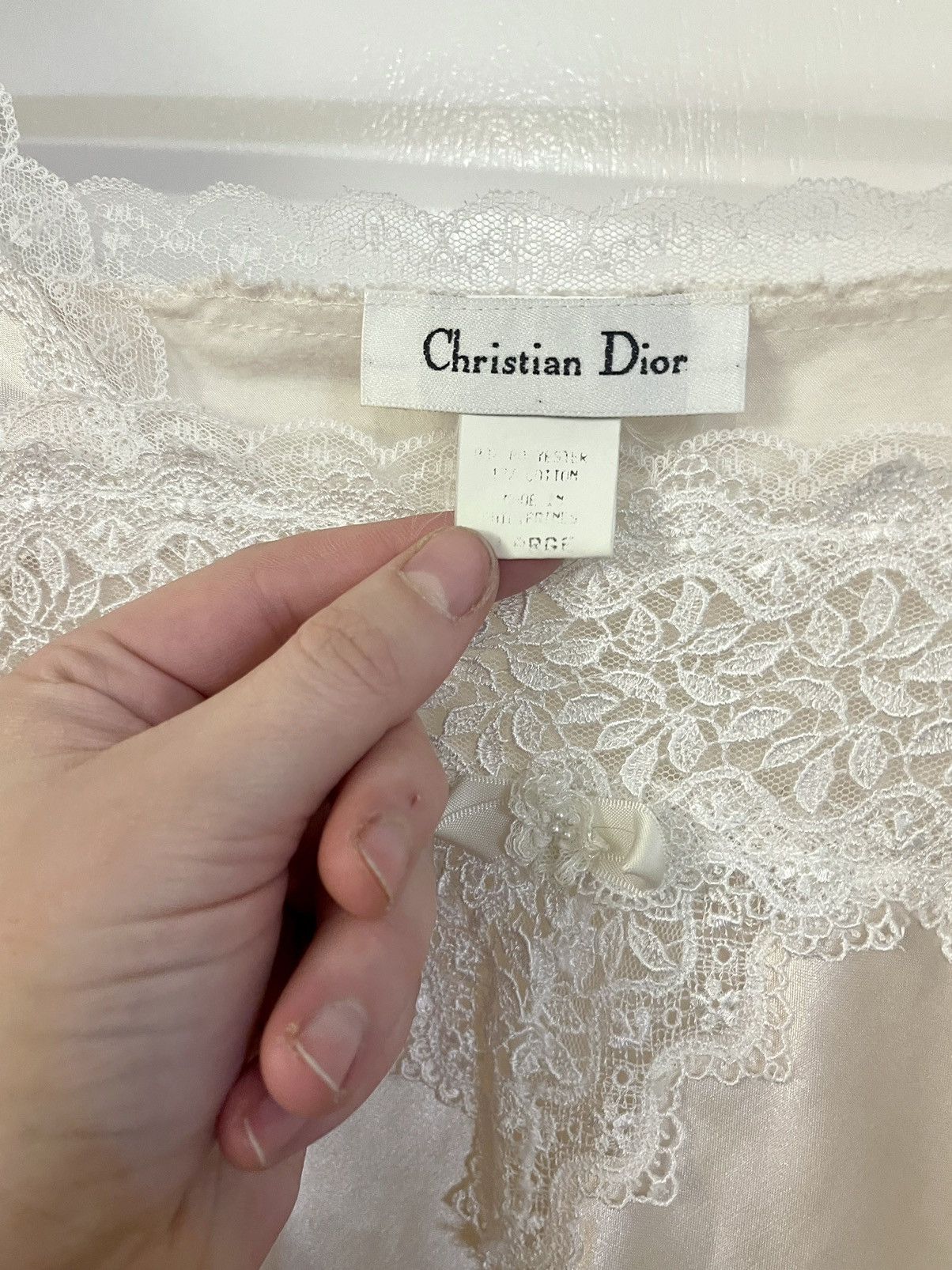 Dior Vintage Satin Silk Lace Dior Nightgown Size L / US 10 / IT 46 - 3 Thumbnail
