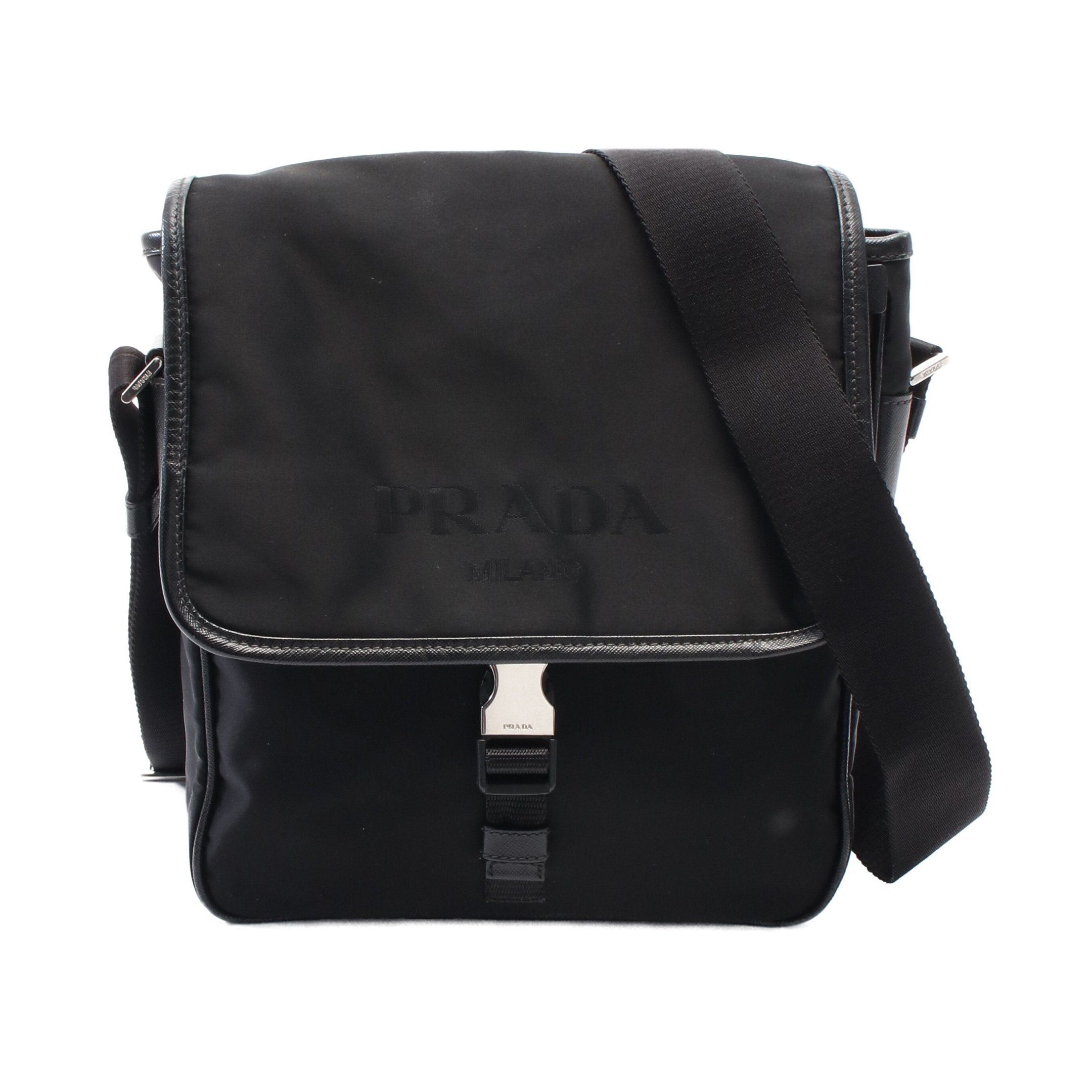 Prada Prada Shoulder Bag Logo Nylon Leather Black Size ONE SIZE - 1 Thumbnail
