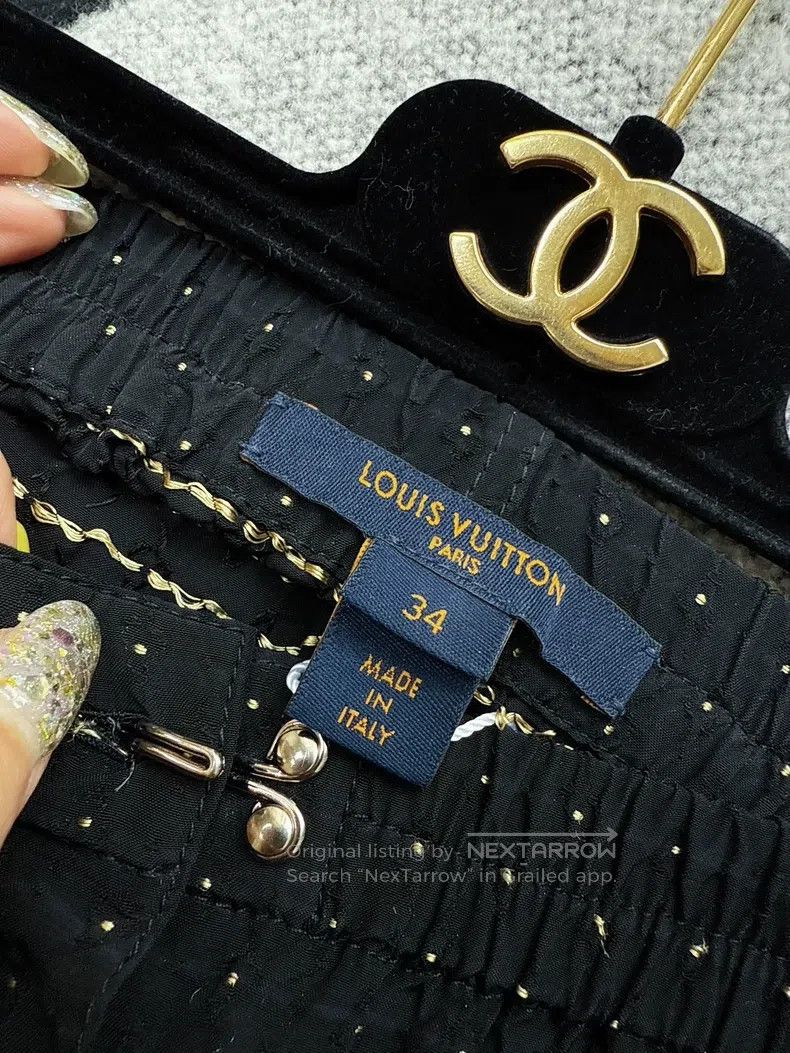 Louis Vuitton Louis Vuitton Black baby's breath gold embroidered polka-d Size 33" - 6 Thumbnail