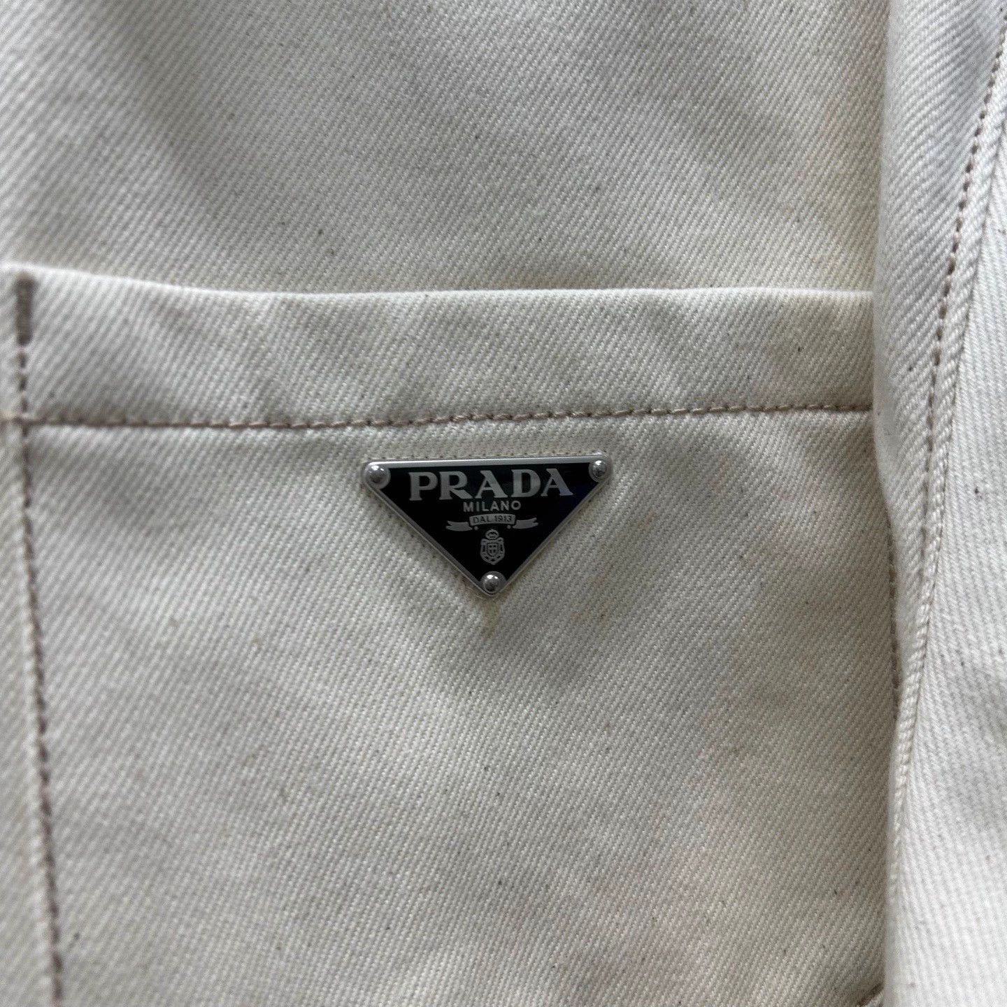 Prada Prada 25 Distressed Triangle Logo Denim Jacket with Tags L Size US L / EU 52-54 / 3 - 3 Thumbnail