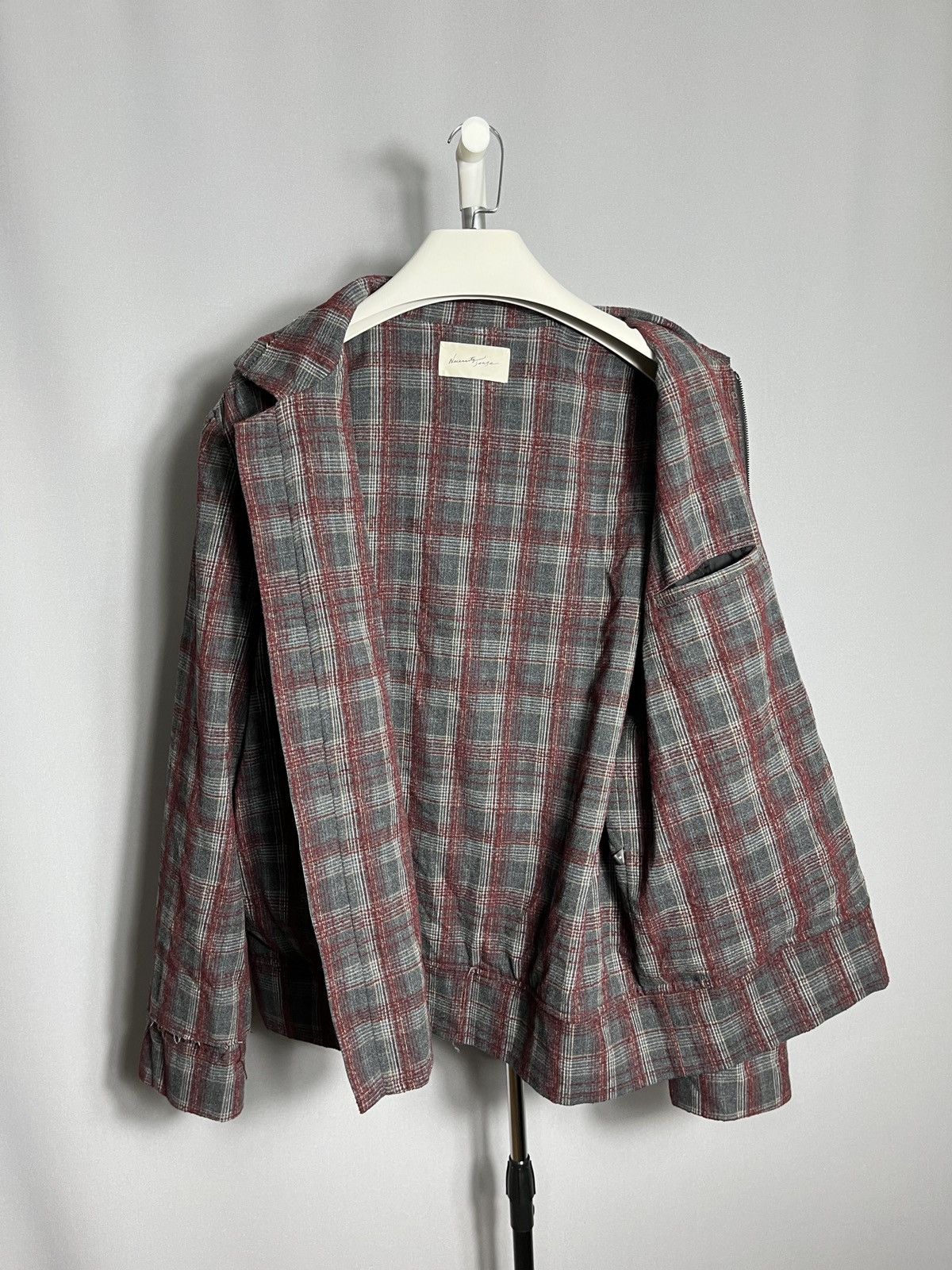 Other Check necessity sense jacket plaid tweed mens red gray zip Size US M / EU 48-50 / 2 - 5 Thumbnail