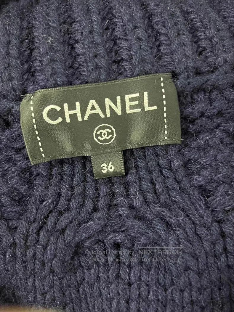 Chanel Chanel Navy Collar Cable Knit Sweater. Size US M / EU 48-50 / 2 - 3 Thumbnail