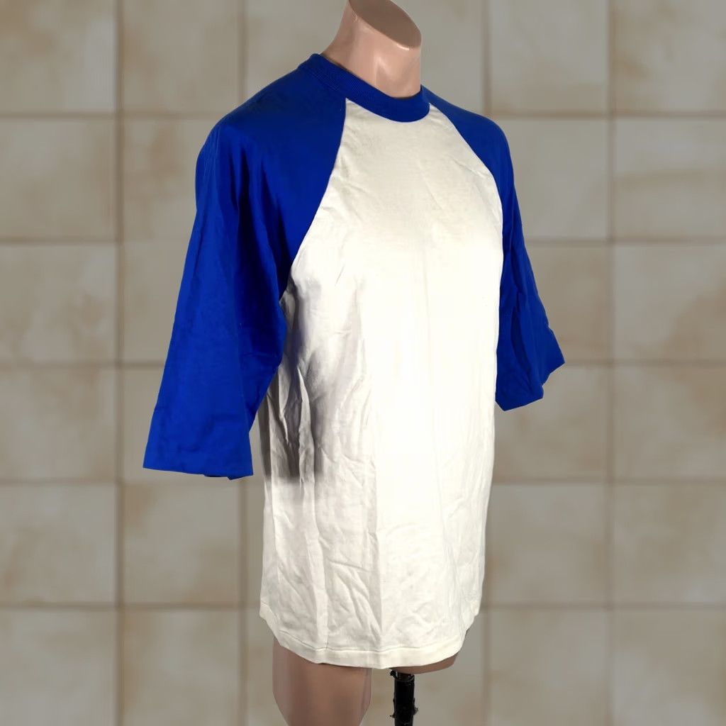 Fruit Of The Loom 80s 90s FRUIT OF THE LOOM BASEBALL RINGER Shirt USA MADE M Blank Blue Raglan - Vintage Classic Size US M / EU 48-50 / 2 - 1 Thumbnail