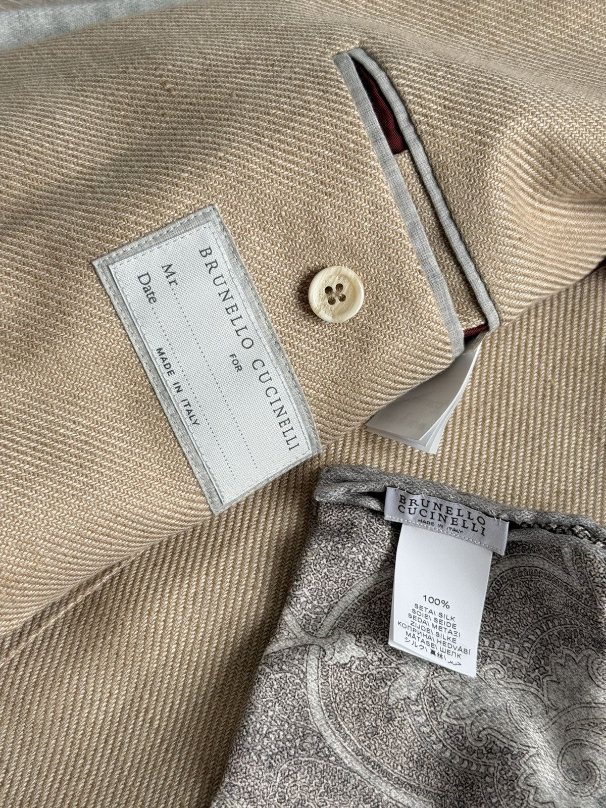 Brunello Cucinelli NWT Brunello Cucinelli Wool Linen Silk Beige Blazer Mens 50 Size 40R - 12 Thumbnail