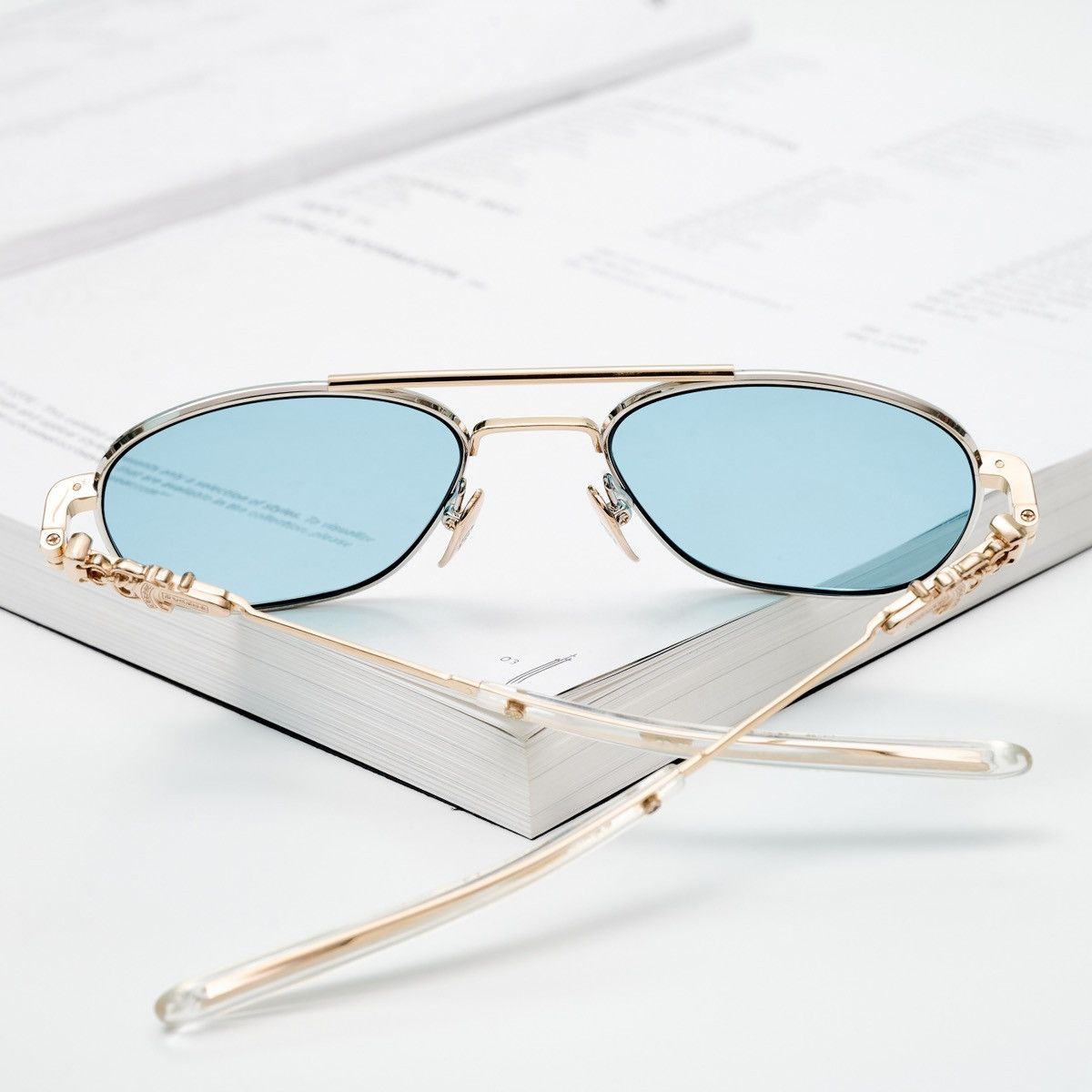 Chrome Hearts CHROME HEARTS WENCE SHINY SILVER/GOLD PLATED- CRYSTAL SUNGLASSES Size ONE SIZE - 7 Thumbnail