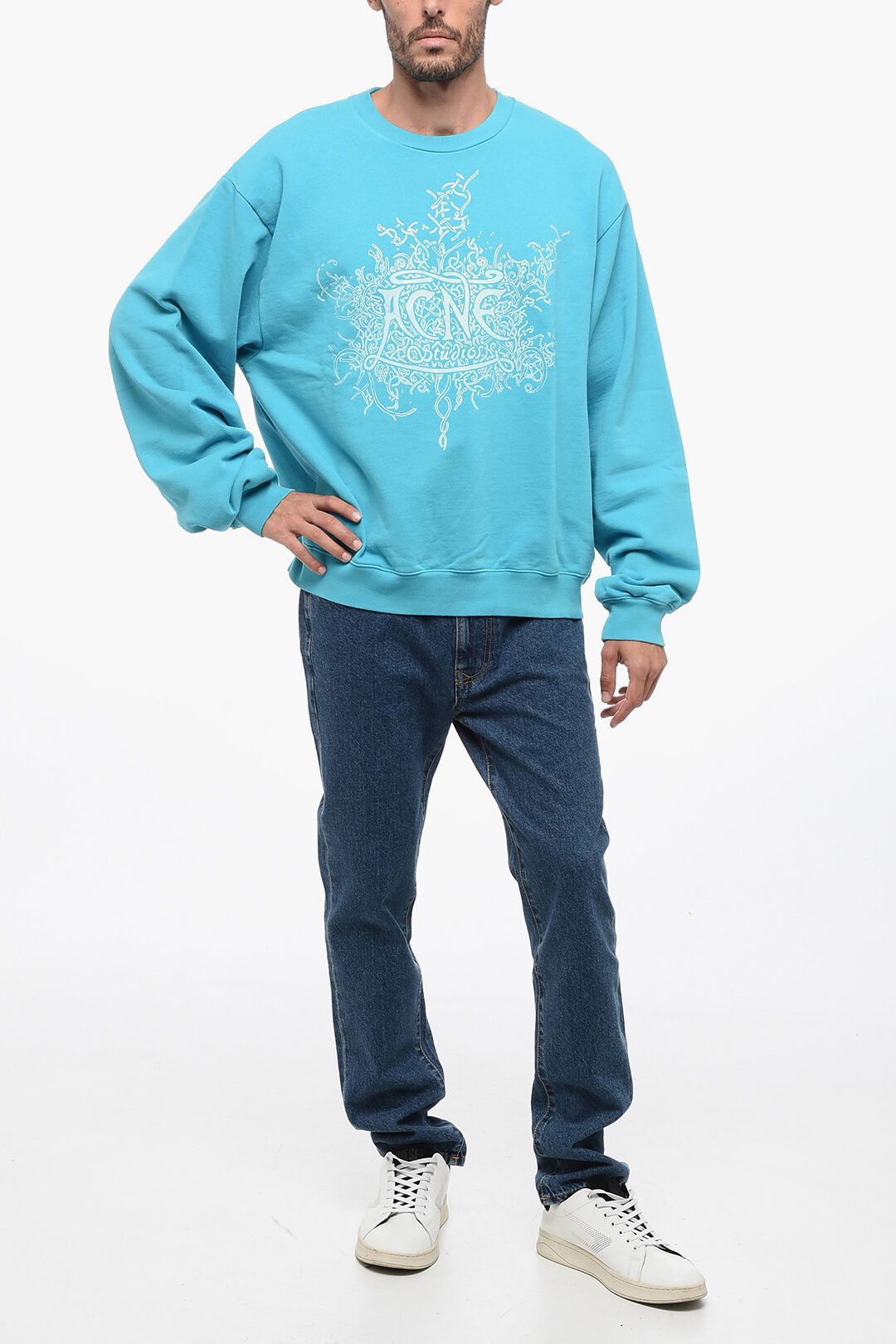 Acne Studios og1mm0325 Crewneck Sweatshirt in Light Blue Size US S / EU 44-46 / 1 - 4 Thumbnail
