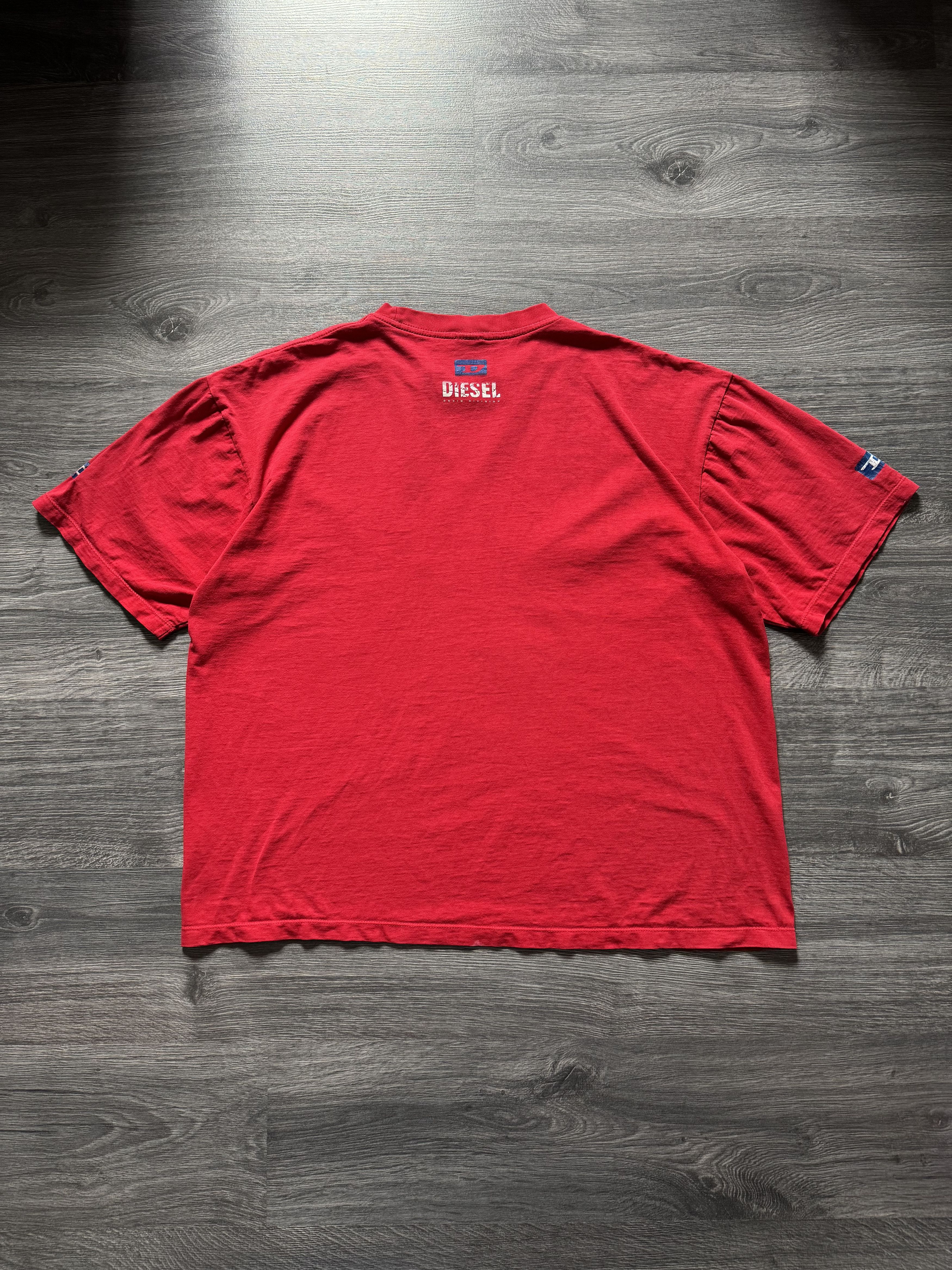 Diesel Vintage Diesel Graphic T-Shirt Y2K Red Distressed Logo Tee Size US XXL / EU 58 / 5 - 2 Thumbnail