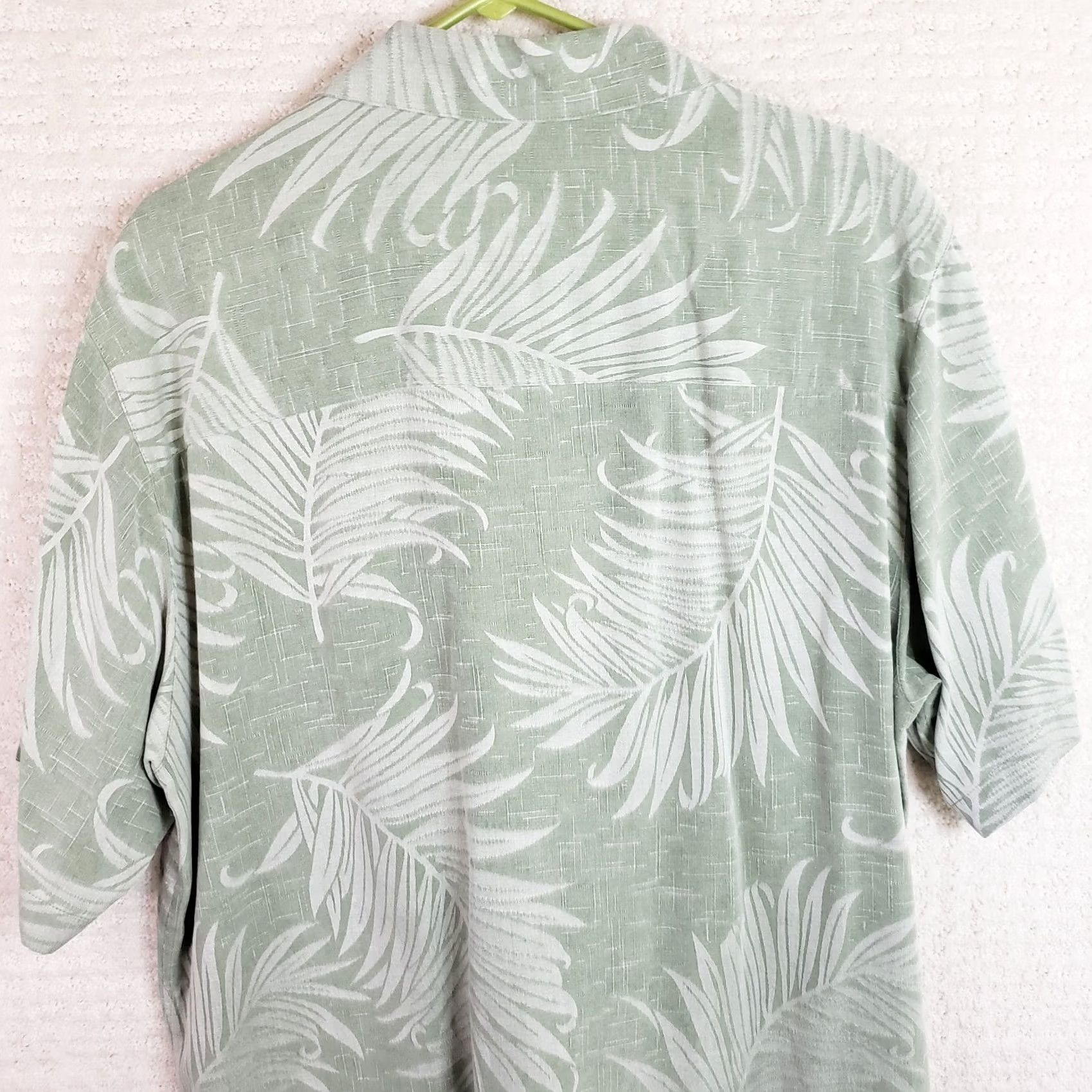 Paradise Paradise Coves Shirt Short Sleeve Button-Up Silk Green Mens L Tropical Aloha Island Relaxed Silk 100% Shirt Size US L / EU 52-54 / 3 - 7 Thumbnail