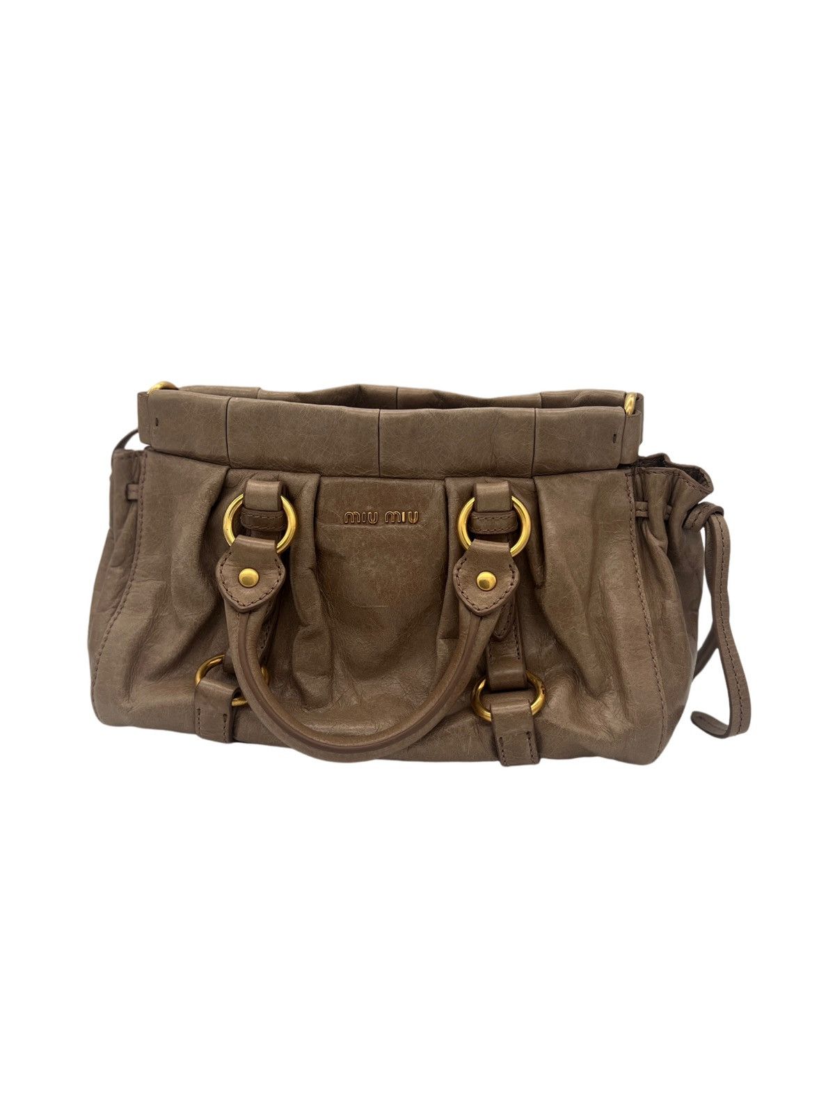 image of Miu Miu Mit Miu Vitello Bow in Brown, Women's