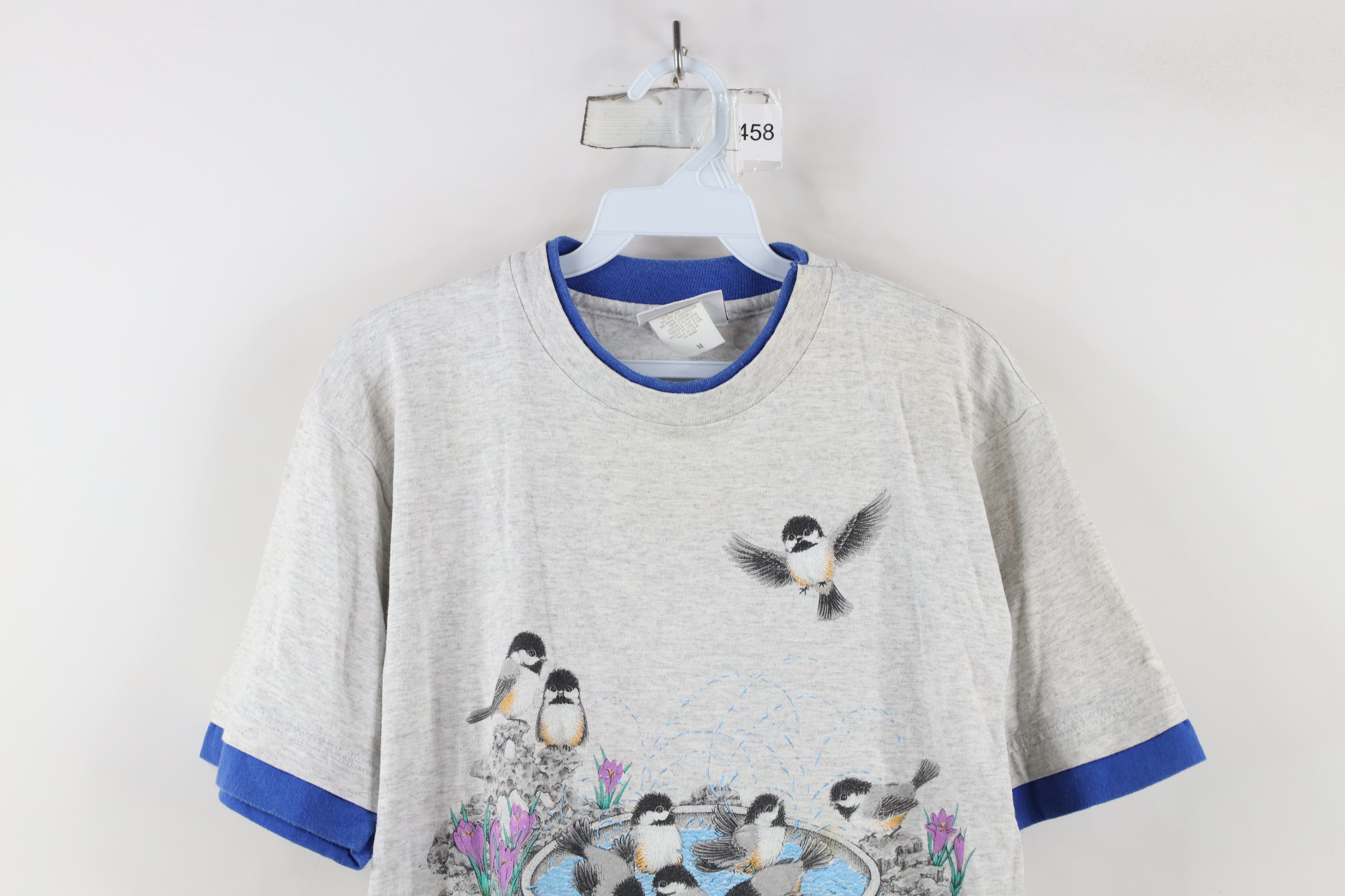 Vintage Vintage 90s Streetwear Layered Bird Flower T-Shirt USA Size M / US 6-8 / IT 42-44 - 2 Thumbnail