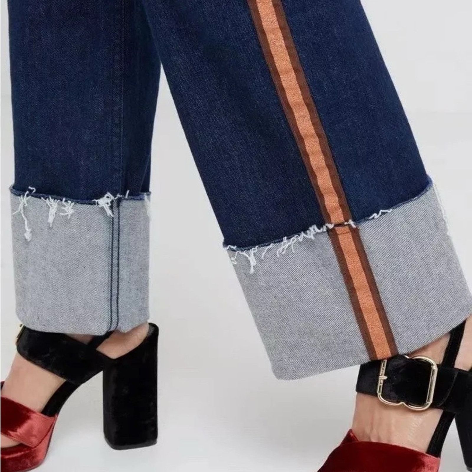 MOTHER NEW Mother Denim The Duster Cuff Straight Jeans - 25 - $298 Size 25" / US 0 / IT 36 - 3 Thumbnail