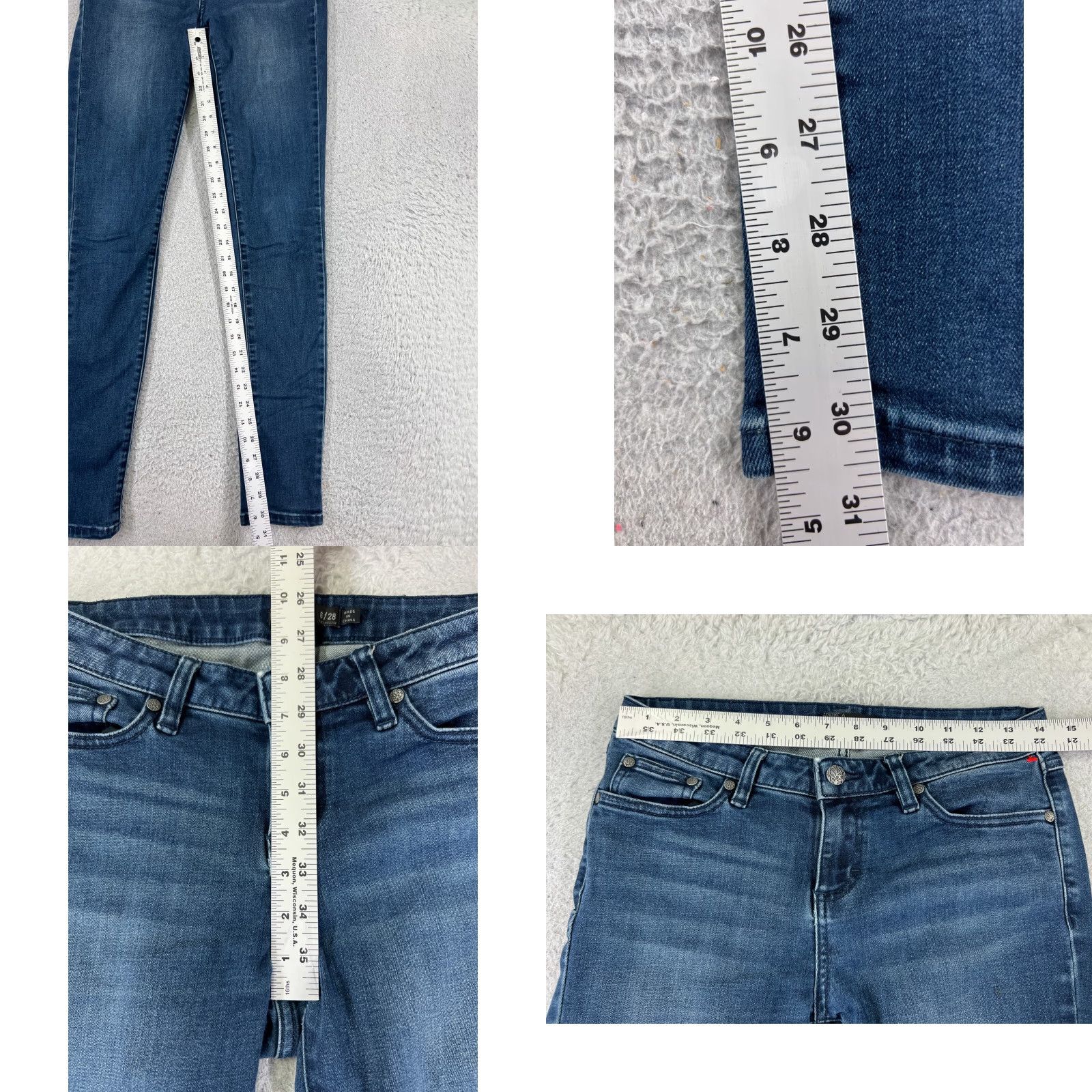 Prana prAna Jeans Women 6 Blue Denim Skinny Low Rise Cotton Blend Zip Fly 26x30 Size 28" / US 6 / IT 42 - 8 Thumbnail