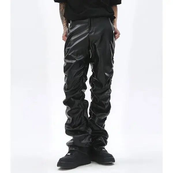 Japanese Brand Honjoh x Hara Loose Ruched Casual Pu Leather Pants Size US 28 / EU 44 - 2 Thumbnail