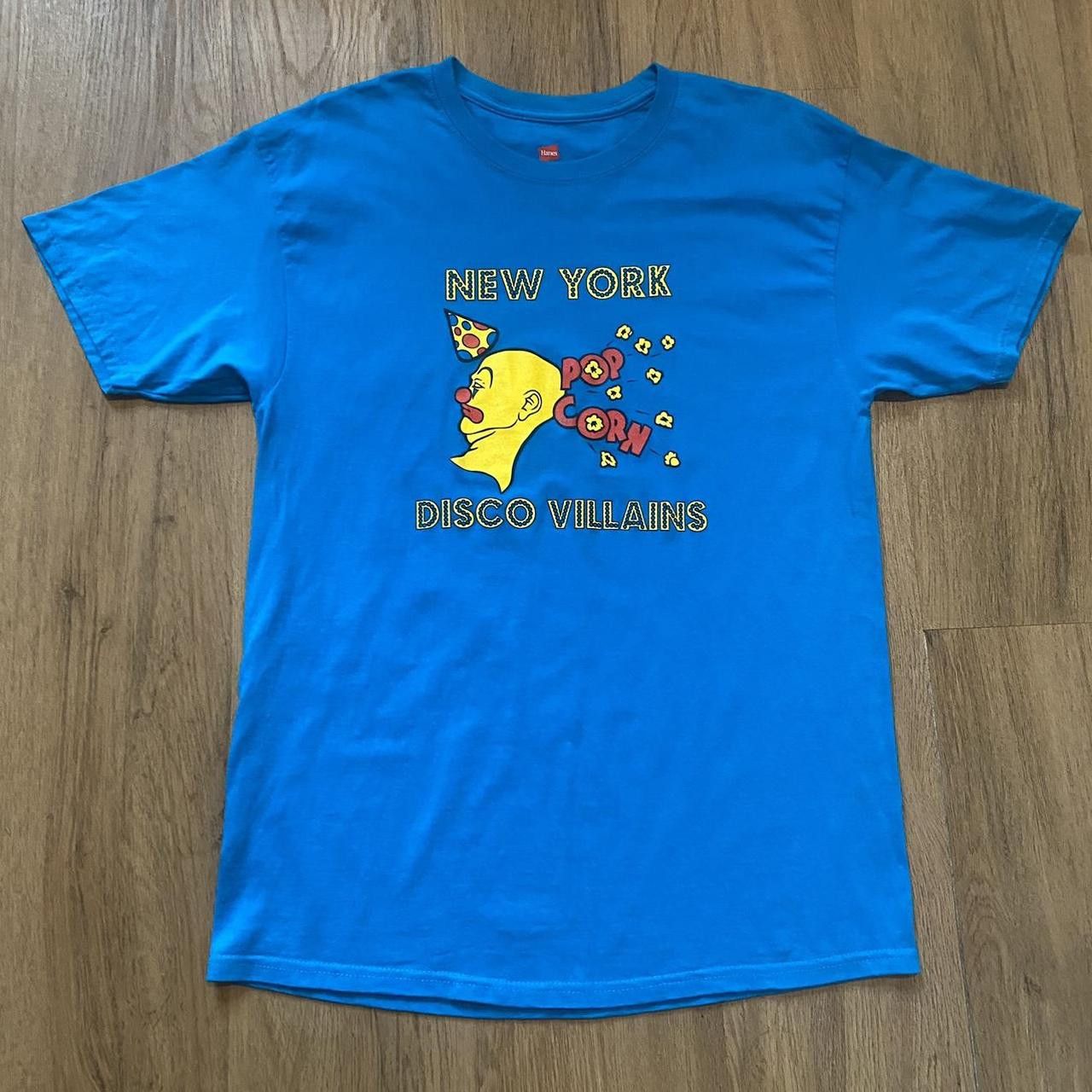 Hanes Blue and yellow Disco Villains NYC cotton t-shirt Size US L / EU 52-54 / 3 - 1 Thumbnail