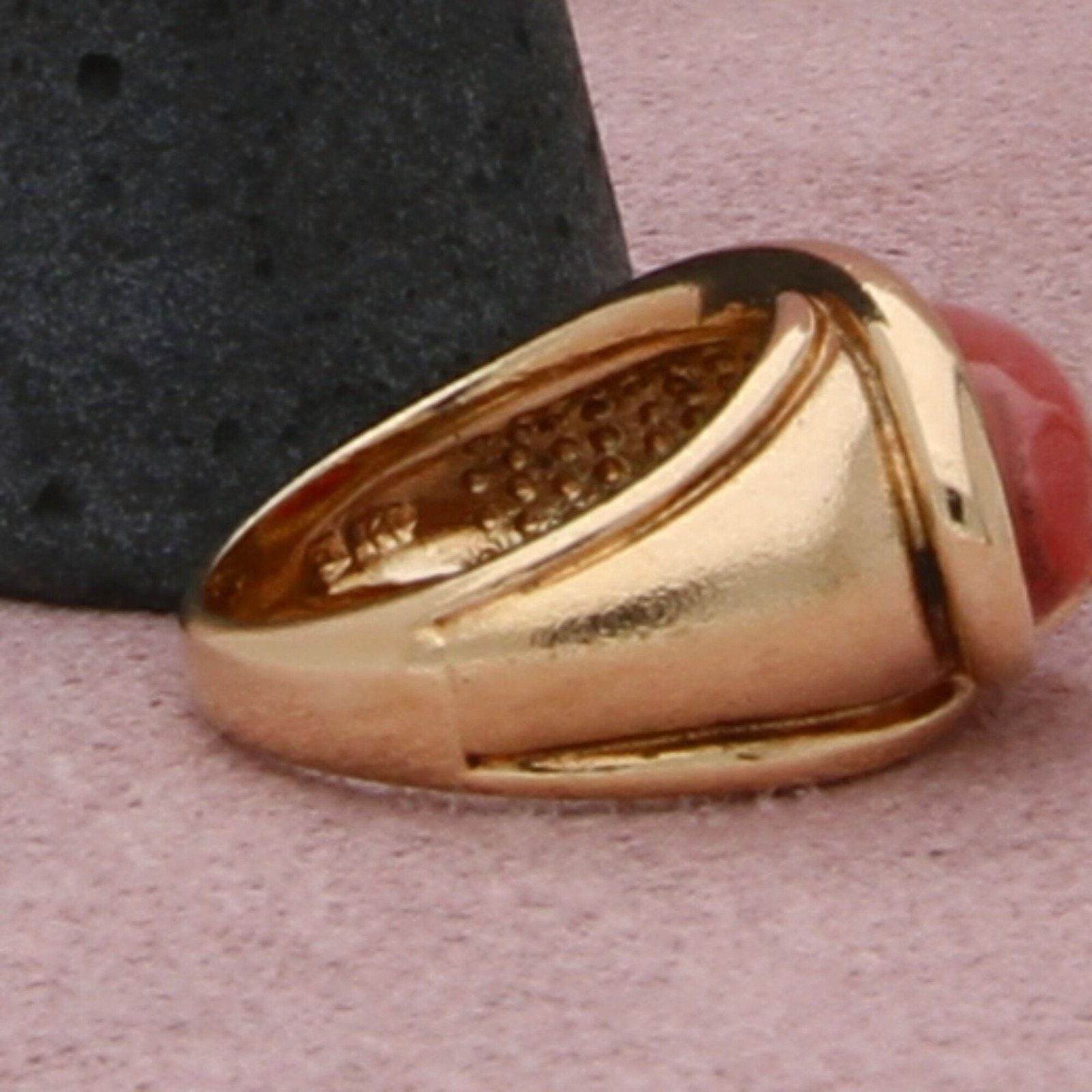 Sterling Silver sterling silver gold plate rhodochrosite ring size 5.75 Size ONE SIZE - 3 Thumbnail