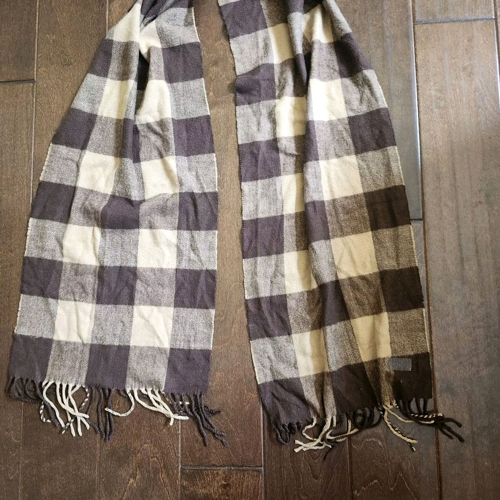Vintage Winter Brown & Tan Plaid Scarf - Unbranded Rectangle Unisex, Machine Washable, Winter, Fall, Adults? Size ONE SIZE - 6 Thumbnail