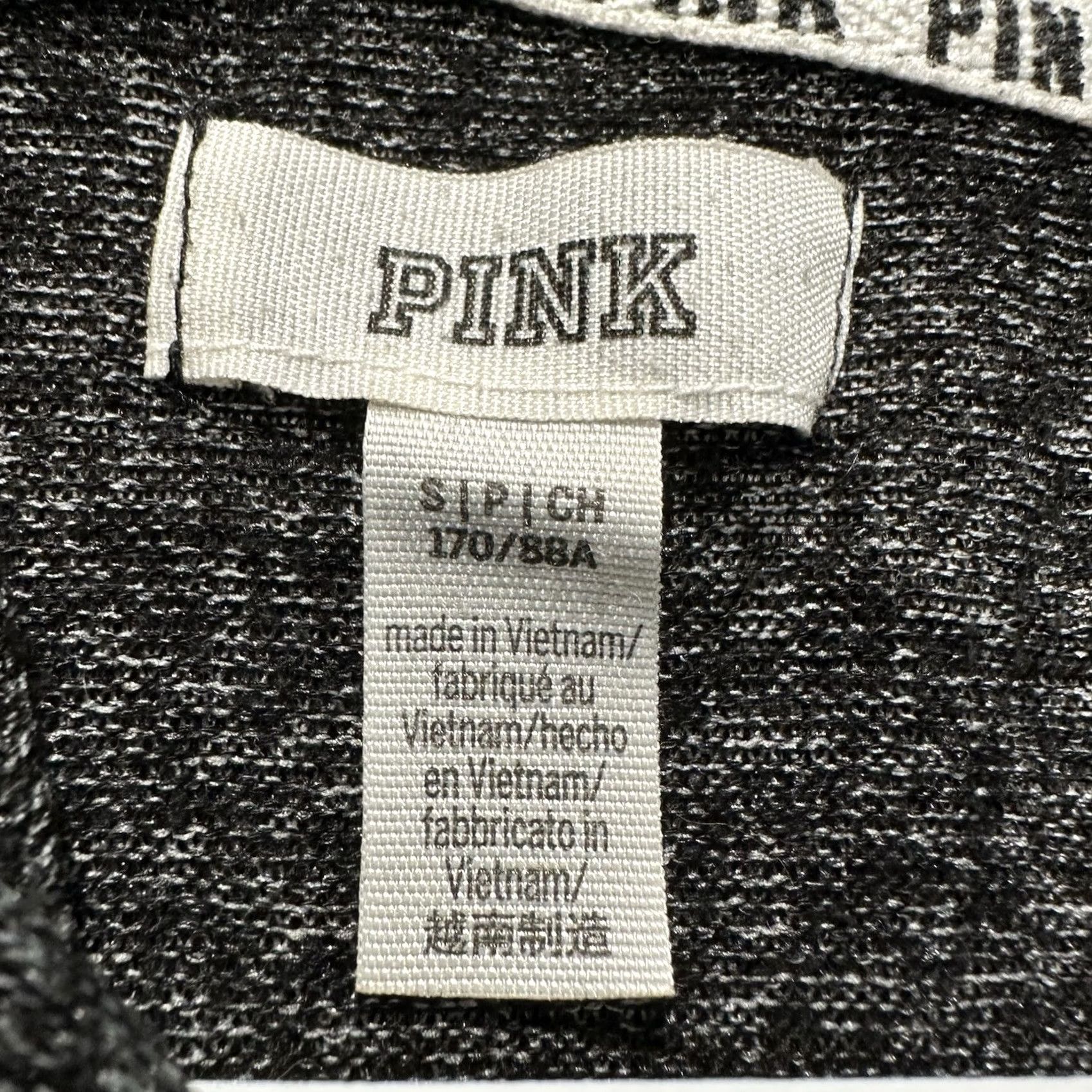 Pinko Victoria's Secret PINK Hoodie Womens S Black/Gray Full Zip Spellout Logo Stretch Size S / US 4 / IT 40 - 3 Thumbnail
