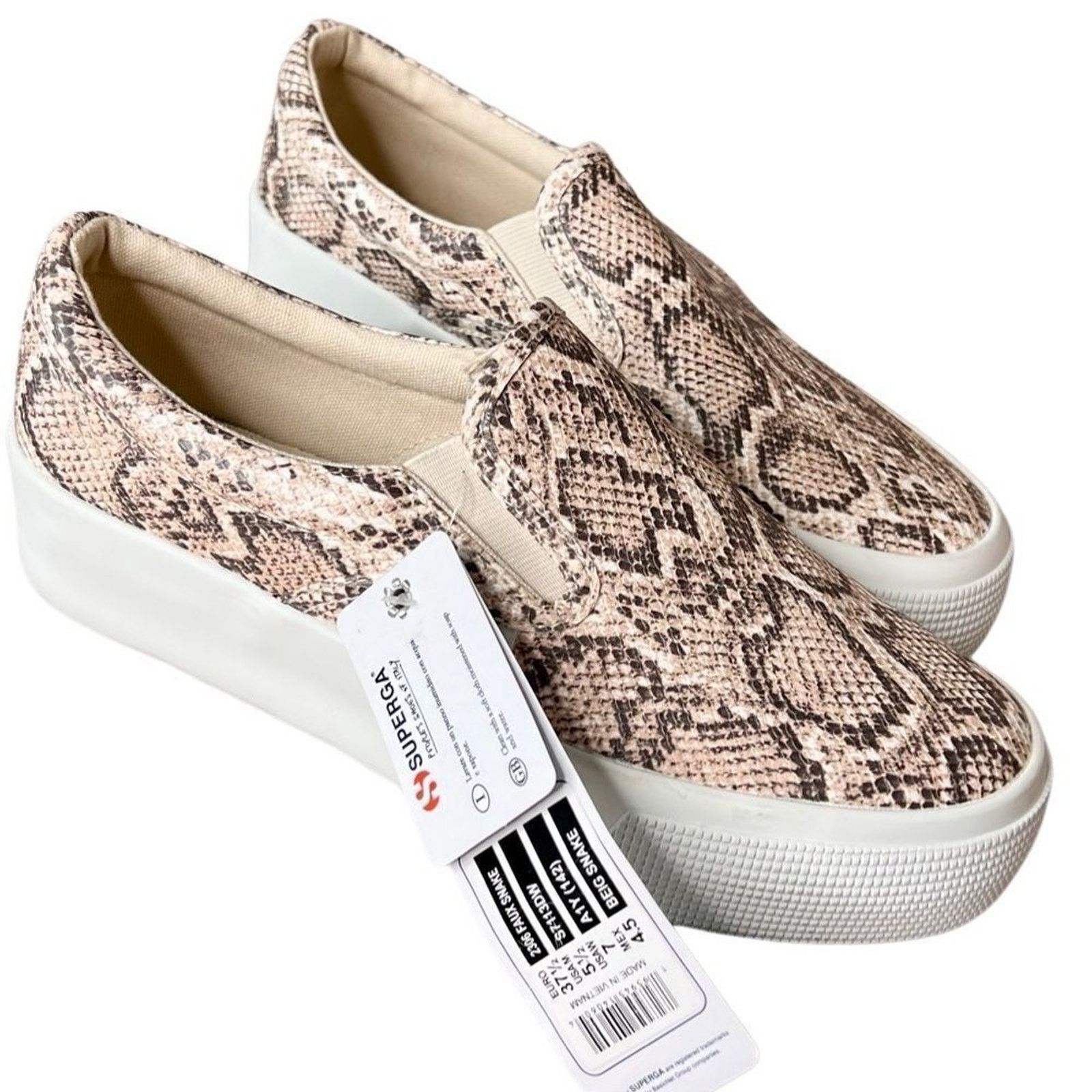 Superga Superga Faux Snakeskin Beige Platform Slip On Sneakers 5.5 Size US 5.5 / IT 35.5 - 6 Thumbnail