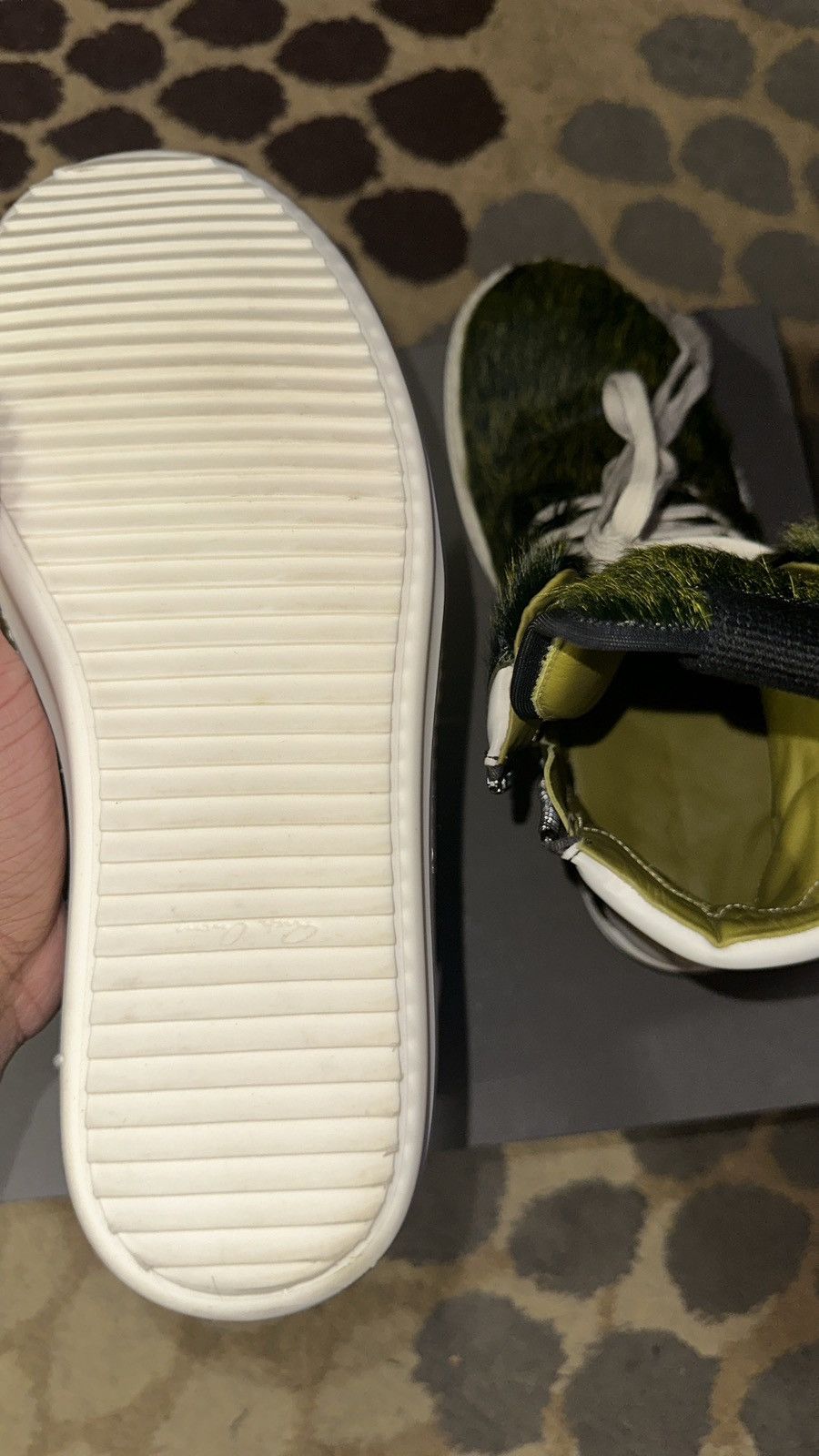 Rick Owens Rick Owens Pony Hair Acid Milk/“Grinch” Geobaskets Size US 9 / EU 42 - 5 Thumbnail