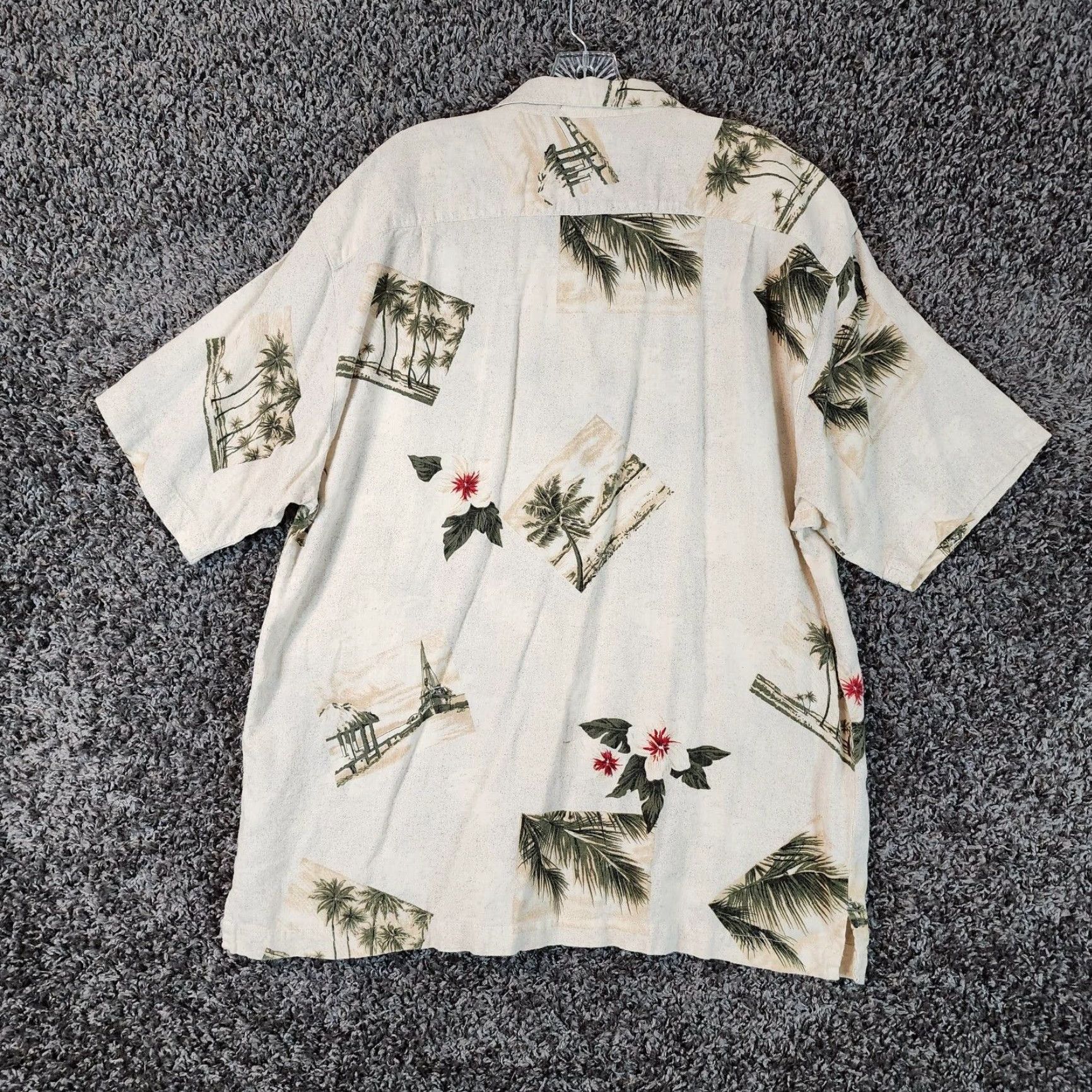 Vintage Siegfried Shirt Men XL Beige Linen Floral Short Sleeve Button-Up Hawaiian Mens Size US 36 / EU 52 - 6 Thumbnail