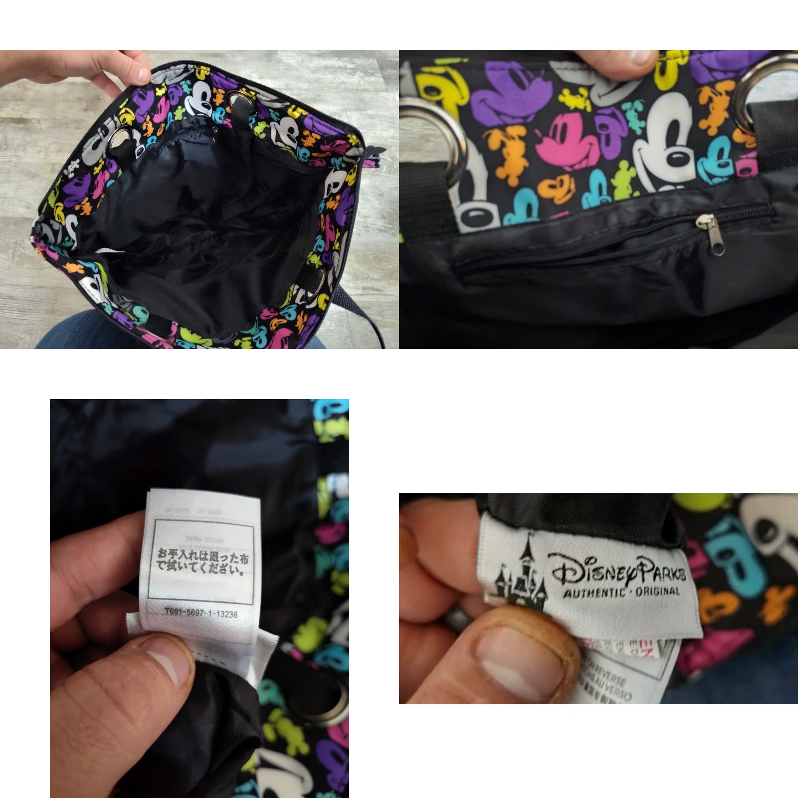 Disney Disney Parks Authentic Mickey Pop Art Tote Womens Large Multicolor Nylon Shoulder Bag Size ONE SIZE - 8 Thumbnail