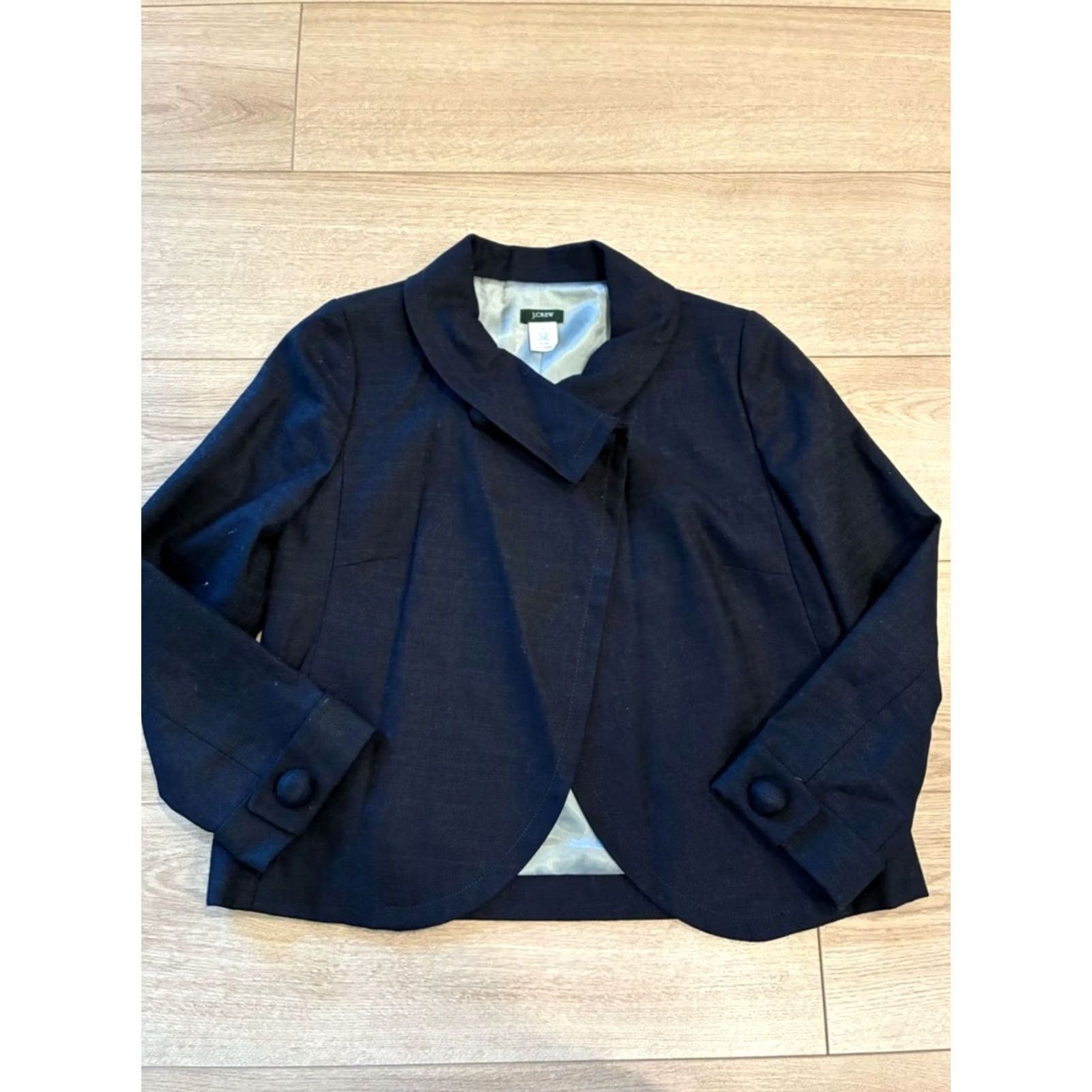 J.Crew J. Crew Blazer Women’s Aubrey Line Blend Ottoman Navy Blue Size 6 Regular Linen Blend, Basic Jacket, Navy, 6 Size M / US 6-8 / IT 42-44 - 4 Thumbnail