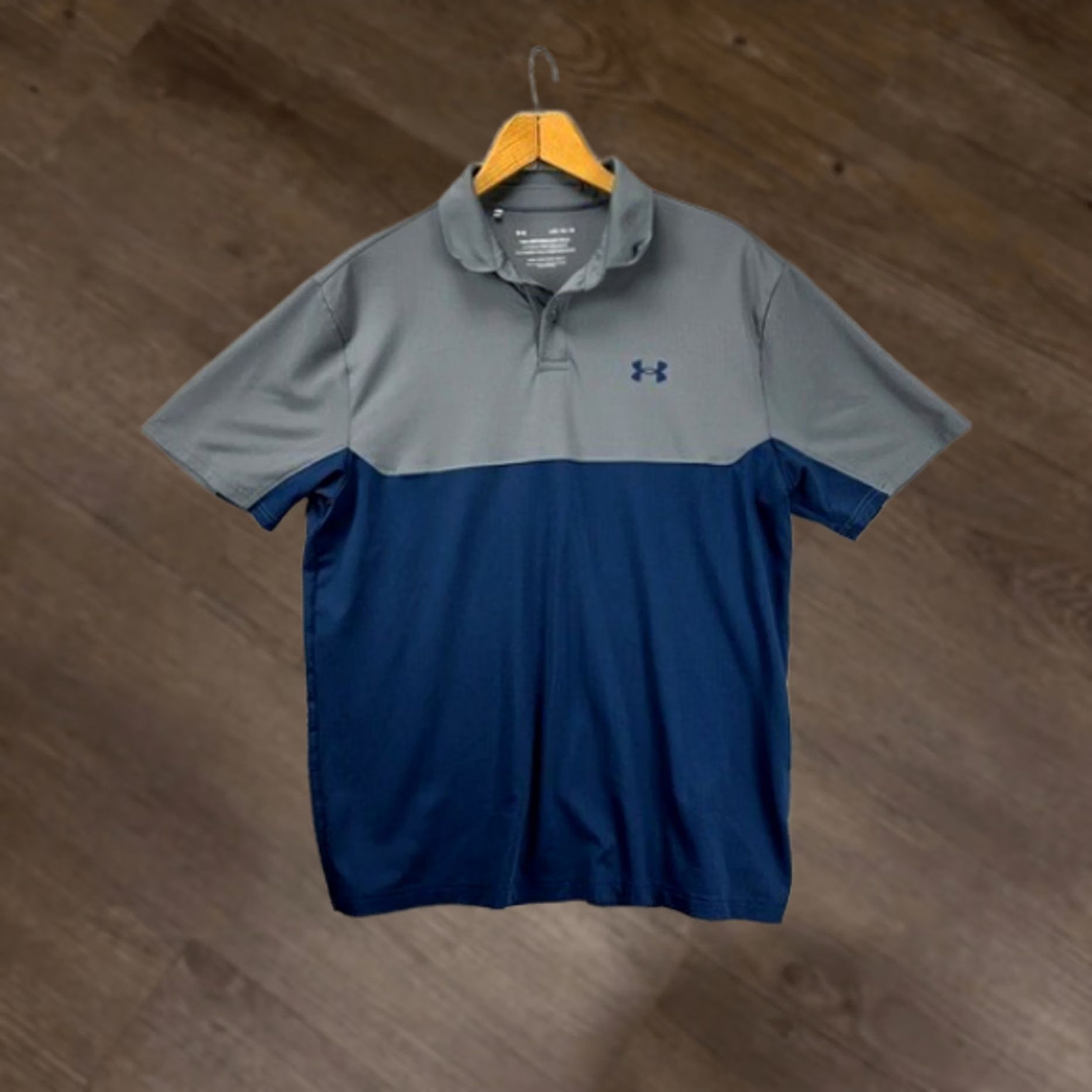 Under Armour Under Armour Performance Polo Shirt Mens Large Blue Grey Colorblock Golf Rugby Adult Size US L / EU 52-54 / 3 - 1 Thumbnail