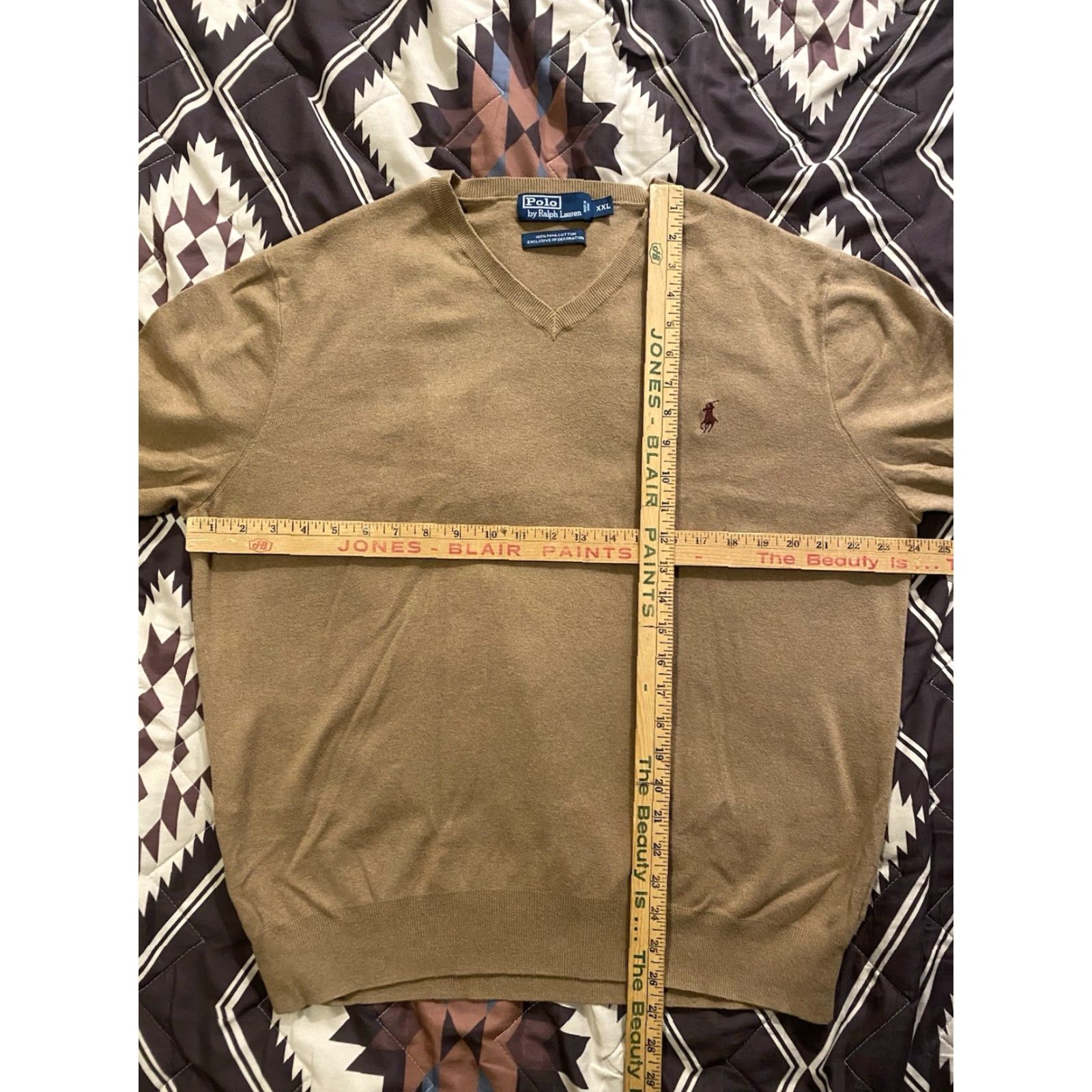 Polo Ralph Lauren VINTAGE Polo Ralph Lauren Sweater Pullover 2XL Men Brown 100% Pima Cotton V-Neck Size US XXL / EU 58 / 5 - 7 Thumbnail