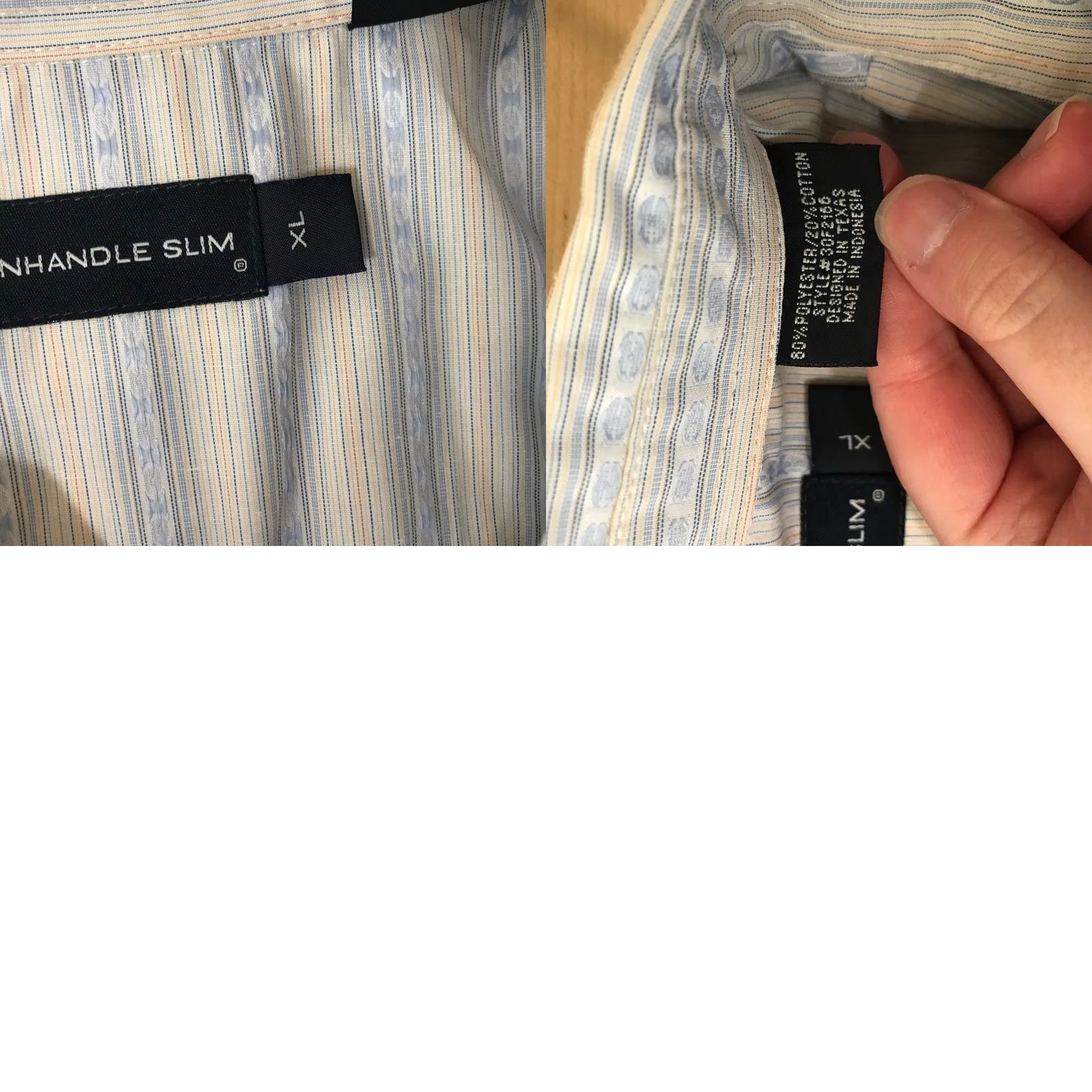 Vintage Panhandle Slim Mens Western Snap Button Up Long Sleeve Shirt - Light Blue Stripes Size US XL / EU 56 / 4 - 8 Thumbnail