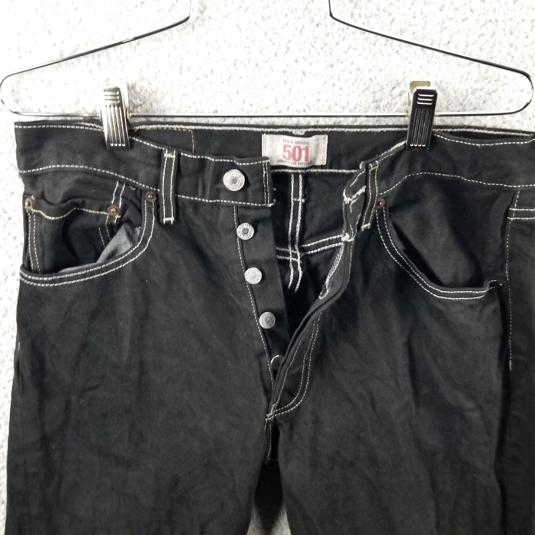 Levi's VINTAGE Levi's 501 Jeans Men Black Denim Button Fly 30X31 Regular Waist 30 Inseam Denim Black Tag 5-Pocket Comfort Easy Care Pockets Modern Fit Mens Size US 30 / EU 46 - 2 Thumbnail