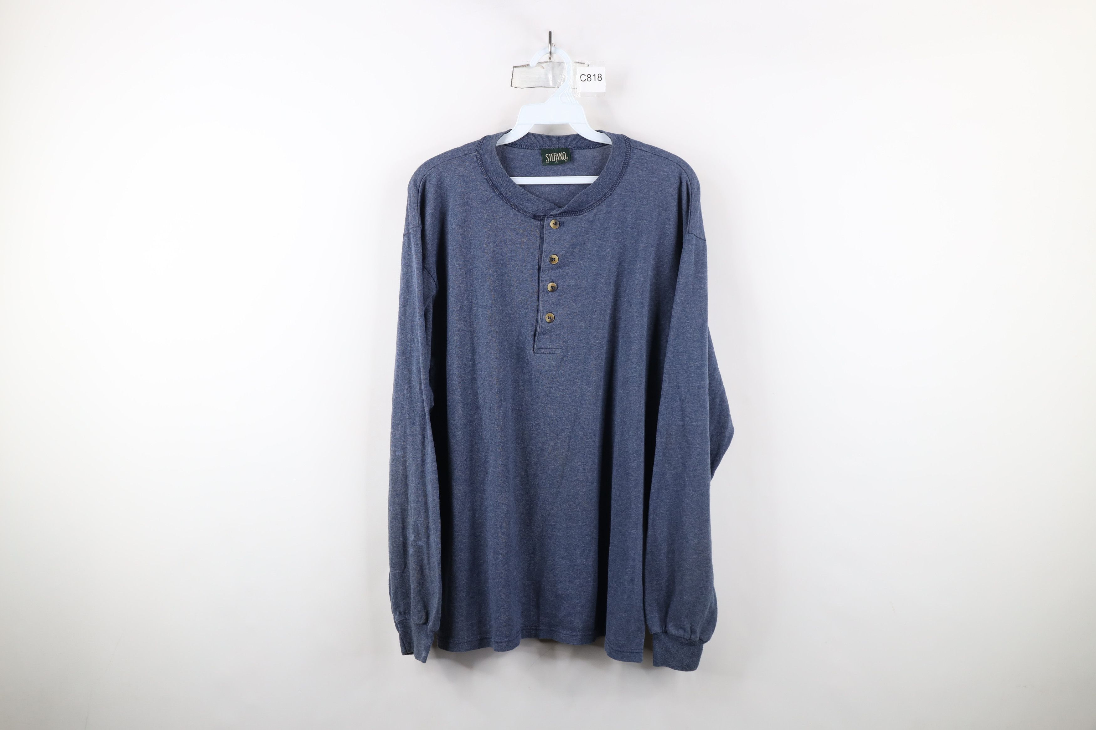 Vintage Vintage 90s Streetwear Blank Long Sleeve Henley T-Shirt Size US L / EU 52-54 / 3 - 1 Thumbnail