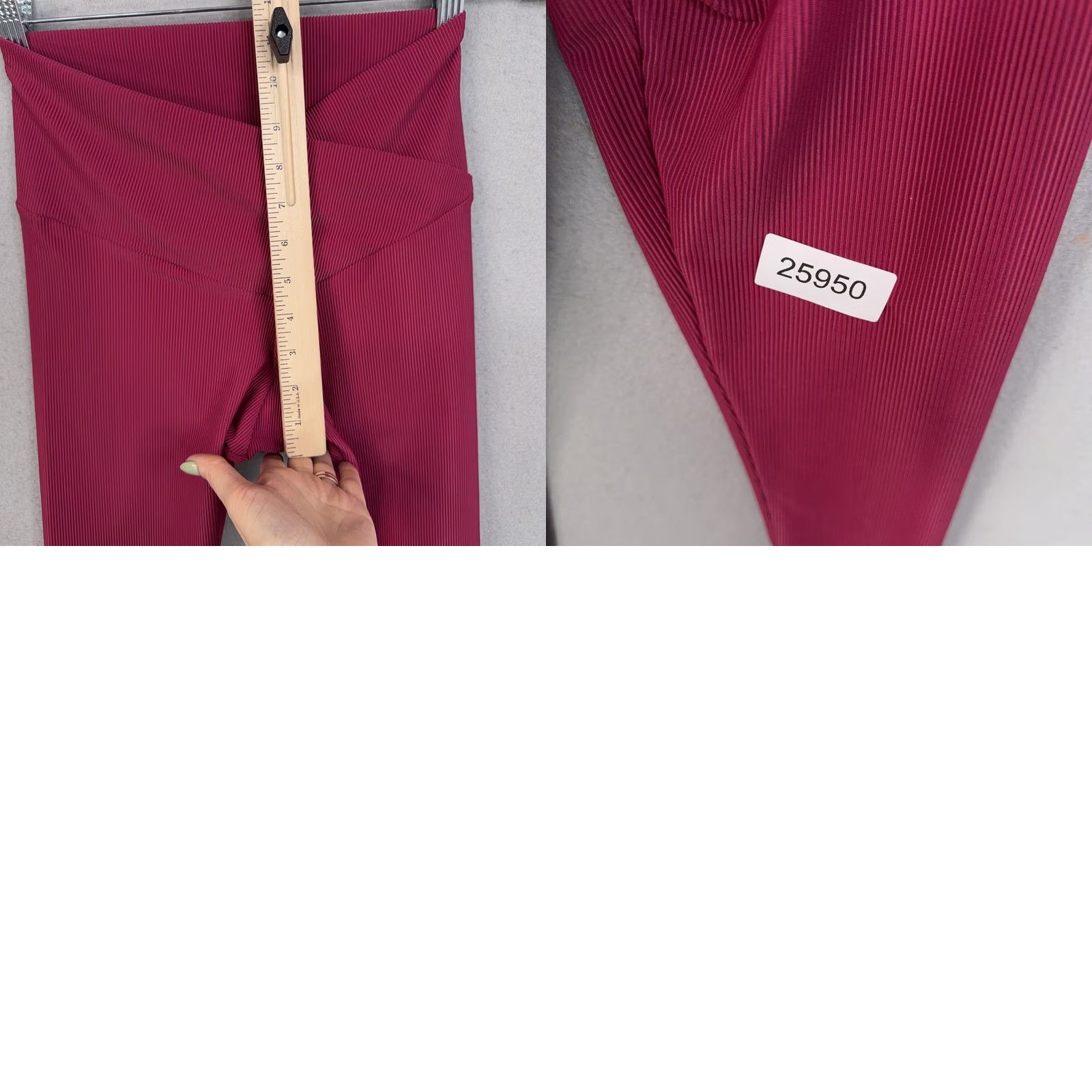Vintage Onzie Leggings Womens Pink Ribbed High Rise Crossover Ankle Yoga Pants Size 28" / US 6 / IT 42 - 9 Thumbnail