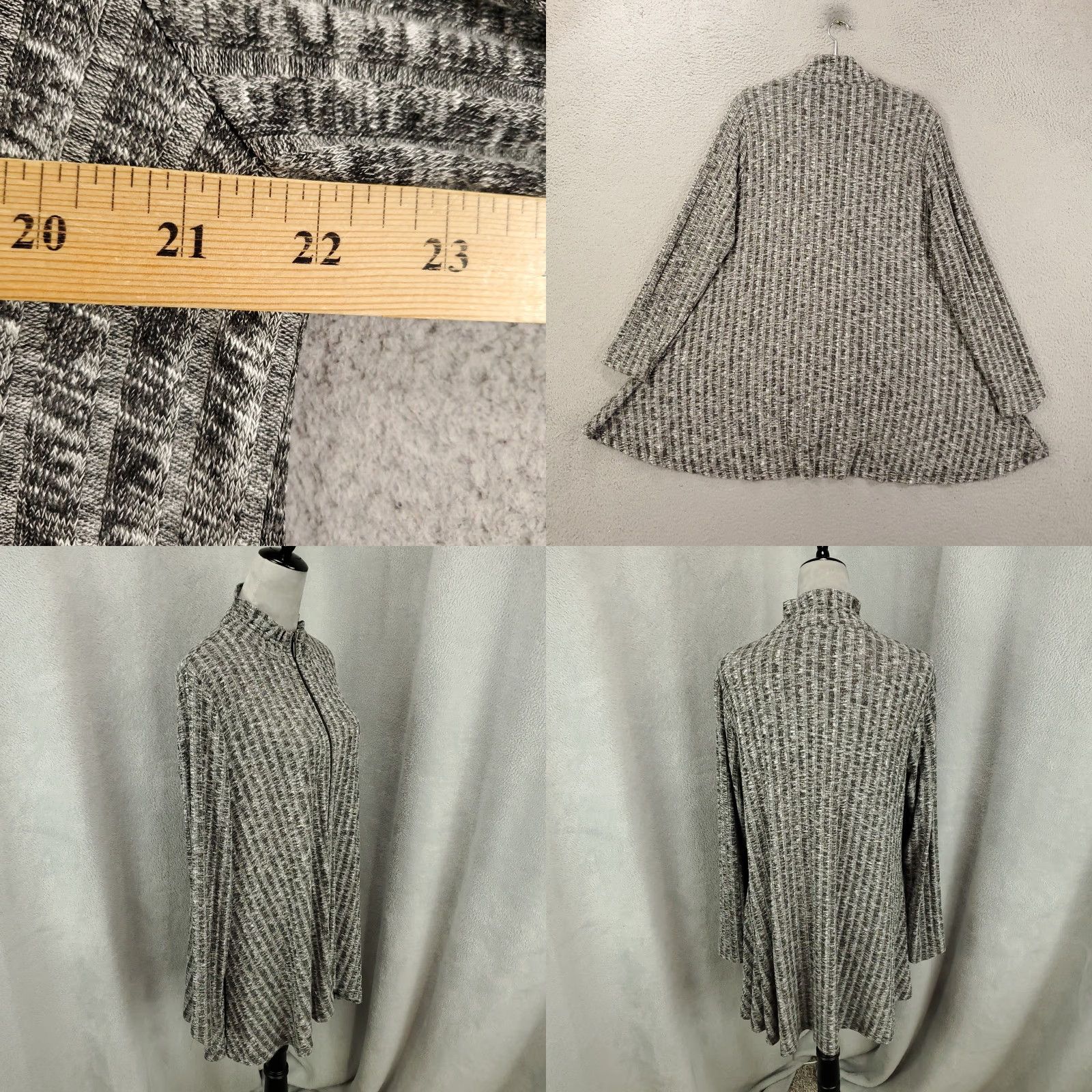 Vintage John Mark Cardigan Womens Large Gray Full Zip Sweater Jacket Knit Cardigan Size L / US 10 / IT 46 - 8 Thumbnail