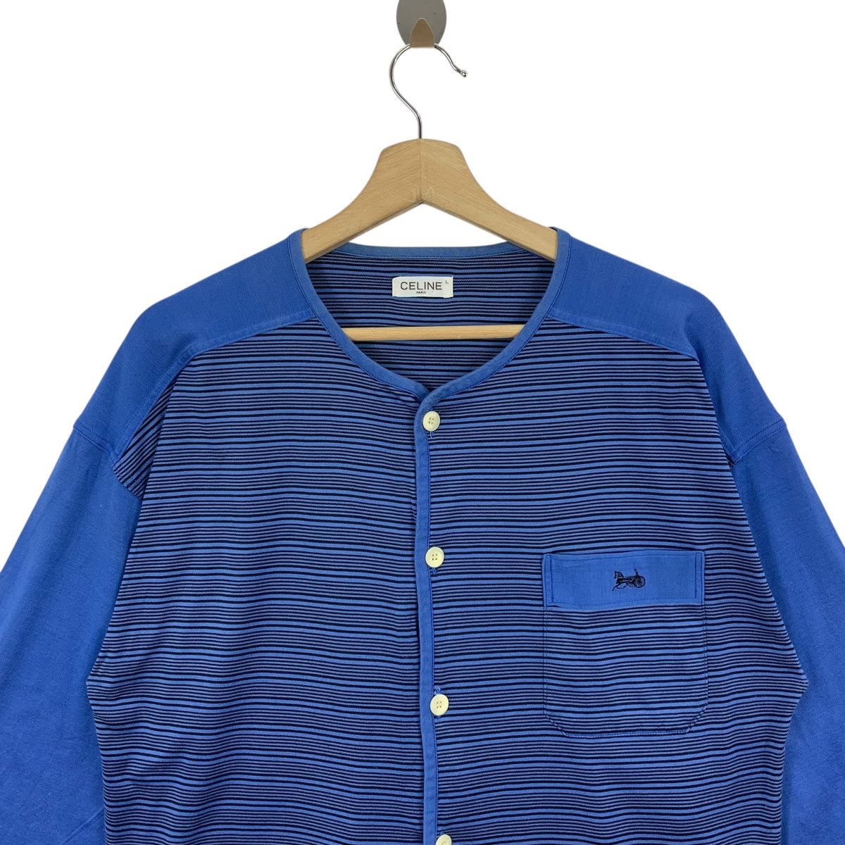 Celine × Vintage Vintage CELINE Long sleeve stripe button up tee Size US L / EU 52-54 / 3 - 2 Thumbnail